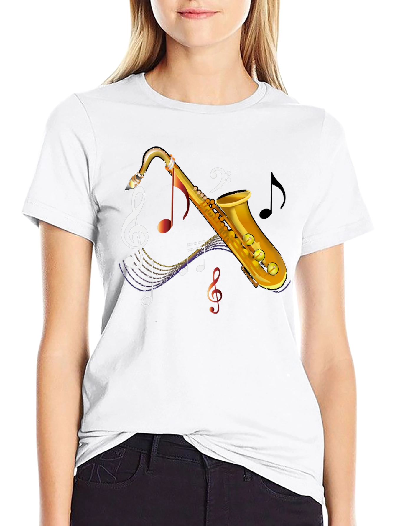 Saxophone Music Notes Graphic T-Shirt - 9