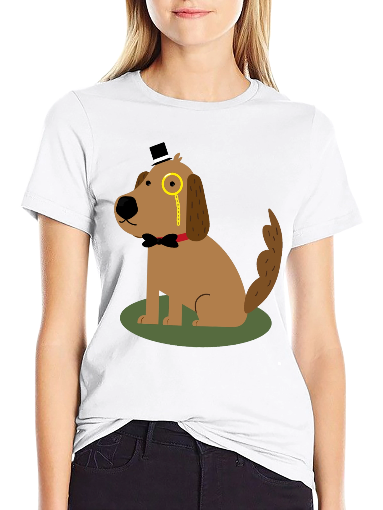 Black Dapper Dog T-Shirt: Cartoon Gentleman view 9