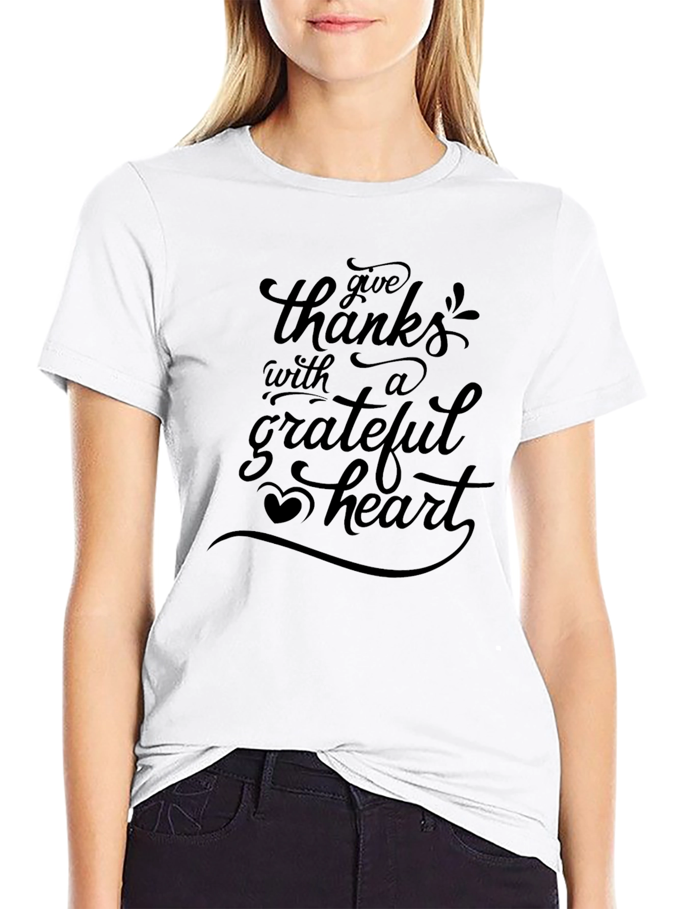 Black Grateful Heart Graphic Tee - Soft Cotton Blend view 9