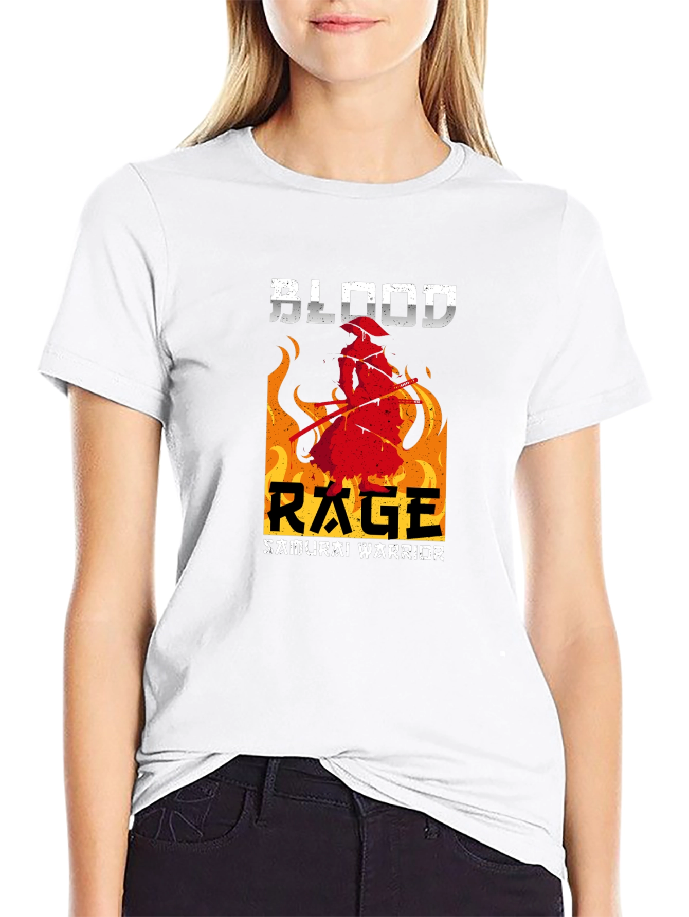 Black Blood Rage Samurai Warrior Graphic Tee view 9