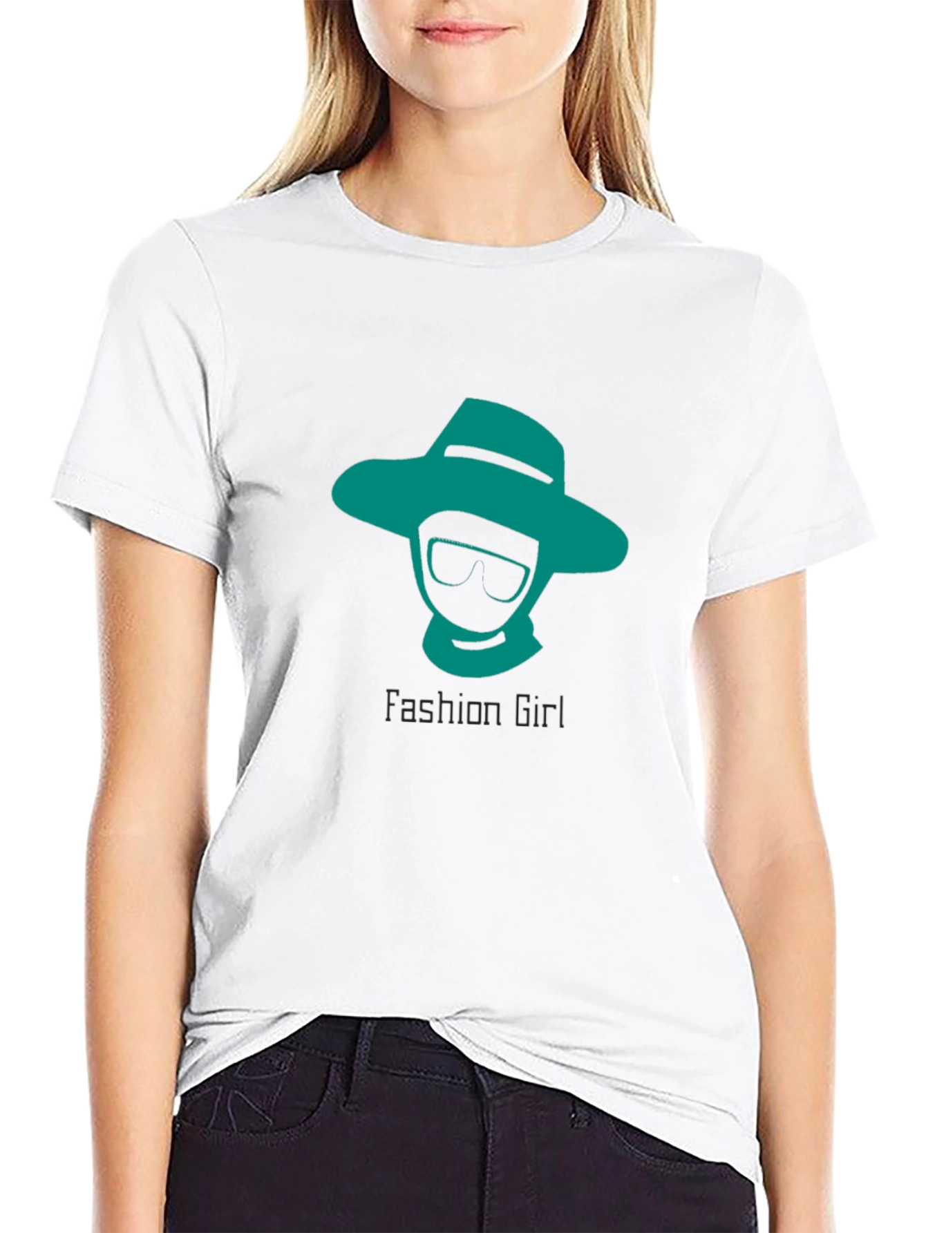 Black Fashion Girl Graphic Tee - Black Cotton T-Shirt view 9
