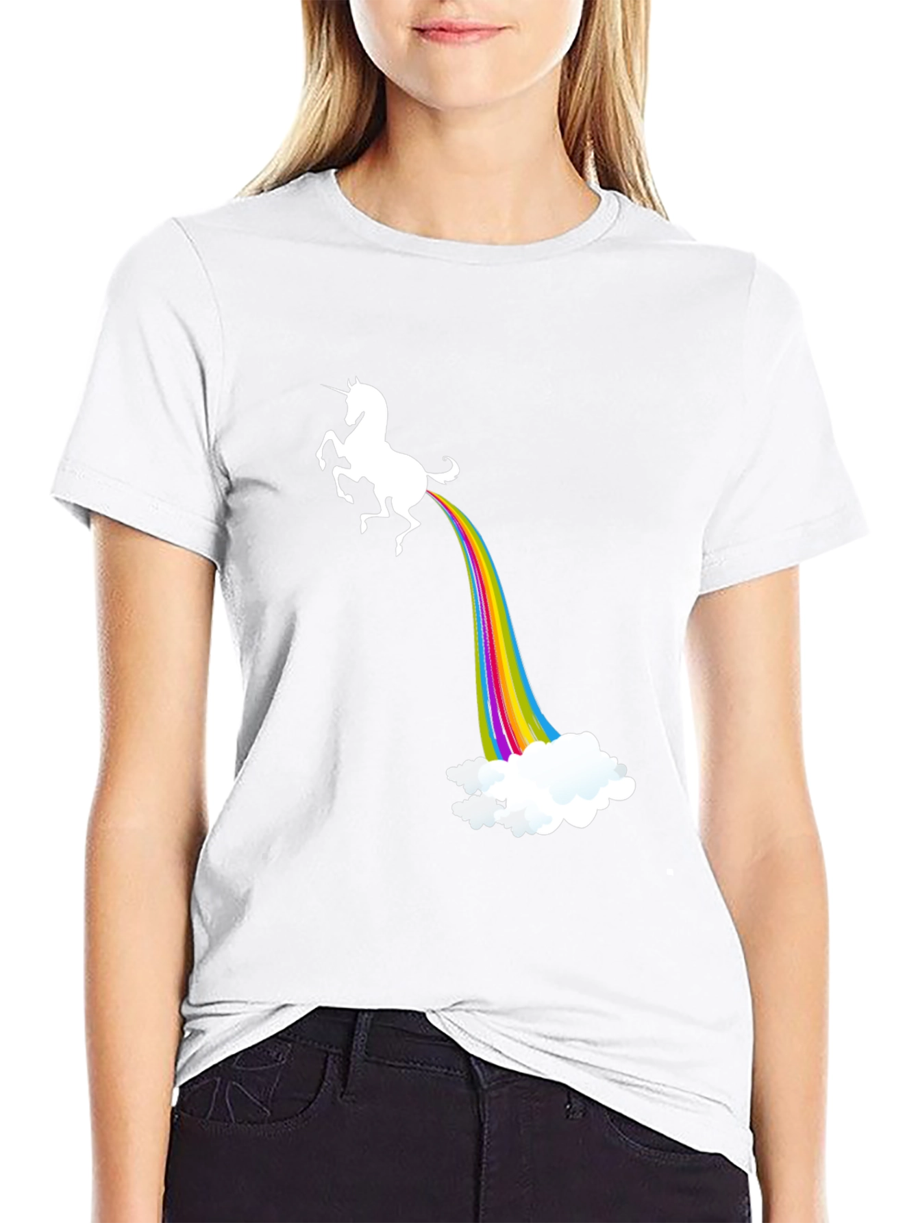 Black Unicorn Rainbow Poop T-Shirt view 9