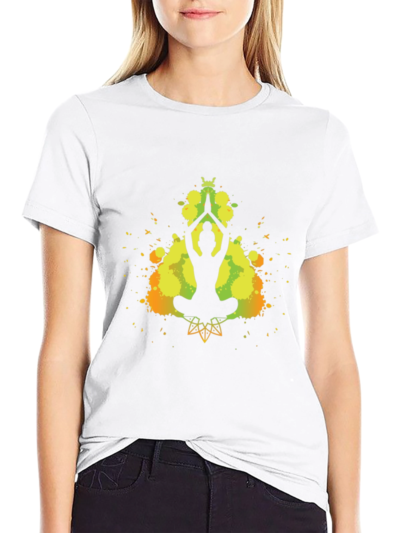 Black Yoga Silhouette T-Shirt - Meditative Style view 9