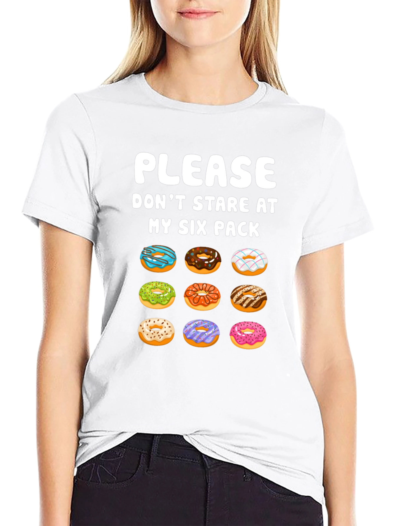 Black Funny Donut Six Pack T-Shirt view 9