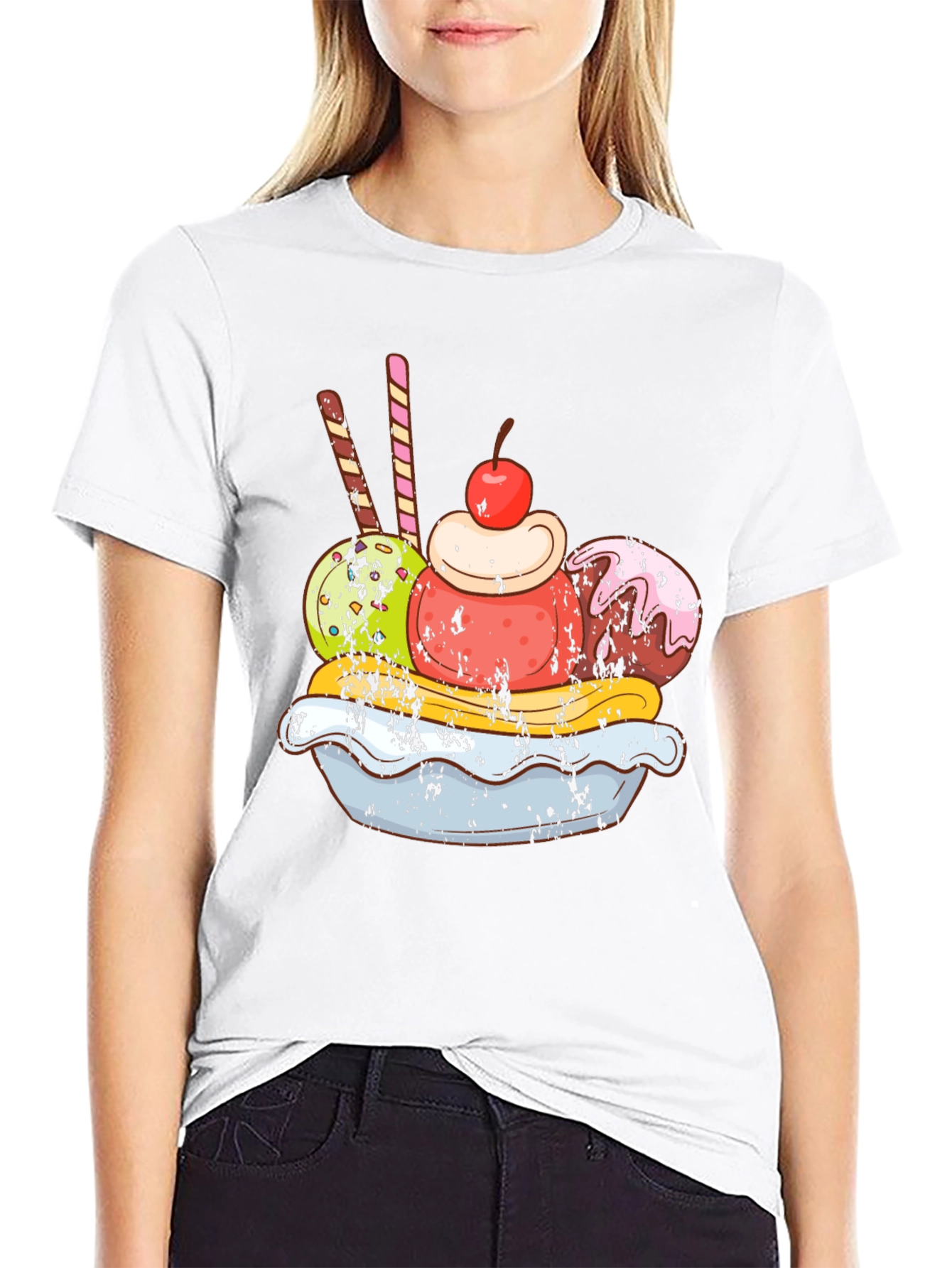 Black Ice Cream Sundae Graphic Tee - Tasty Design view 9