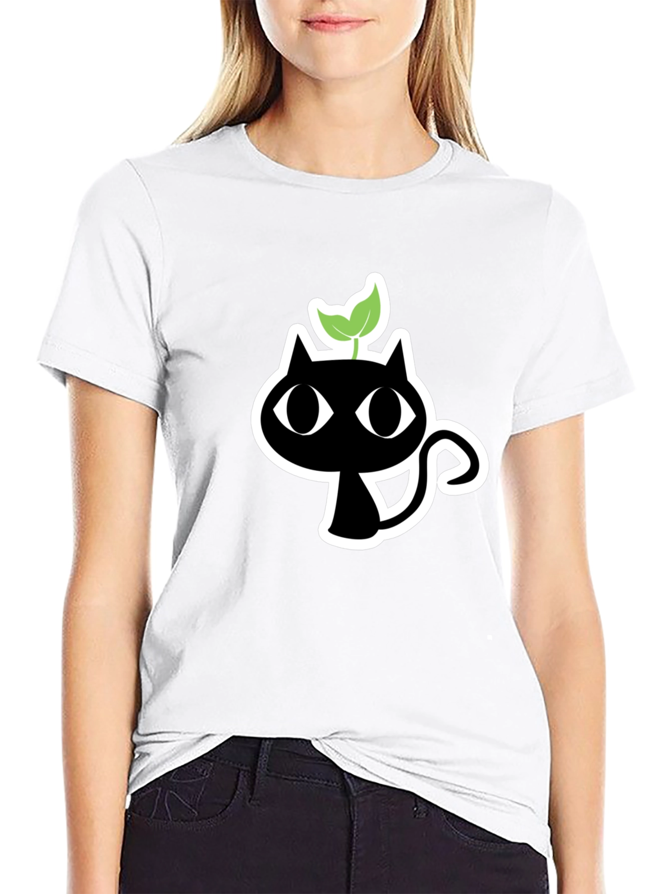 Black Black Cat Plant T-Shirt - Unique Graphic Tee view 9