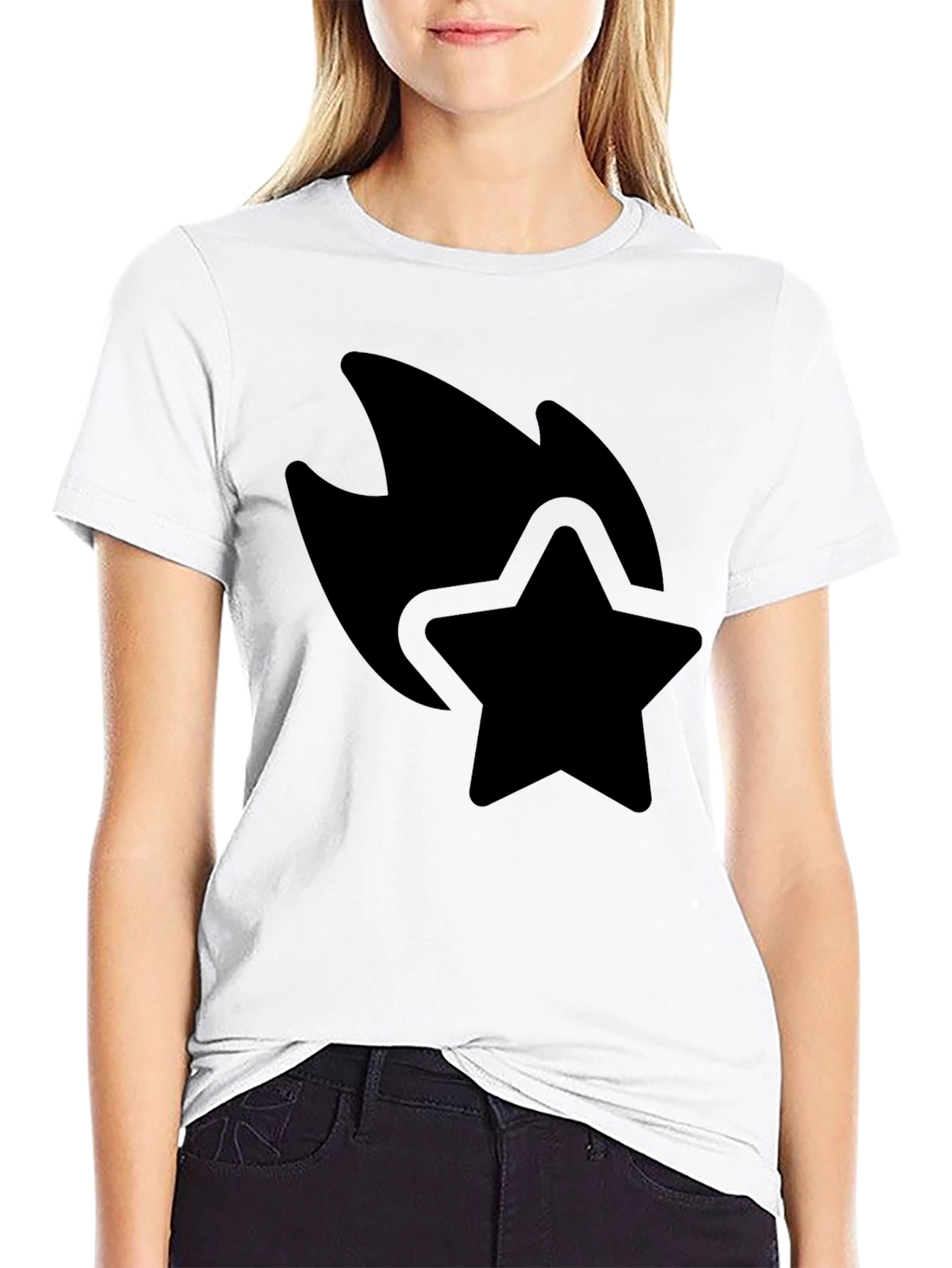 Black Star Comet Graphic Black T-Shirt Casual Wear view 9