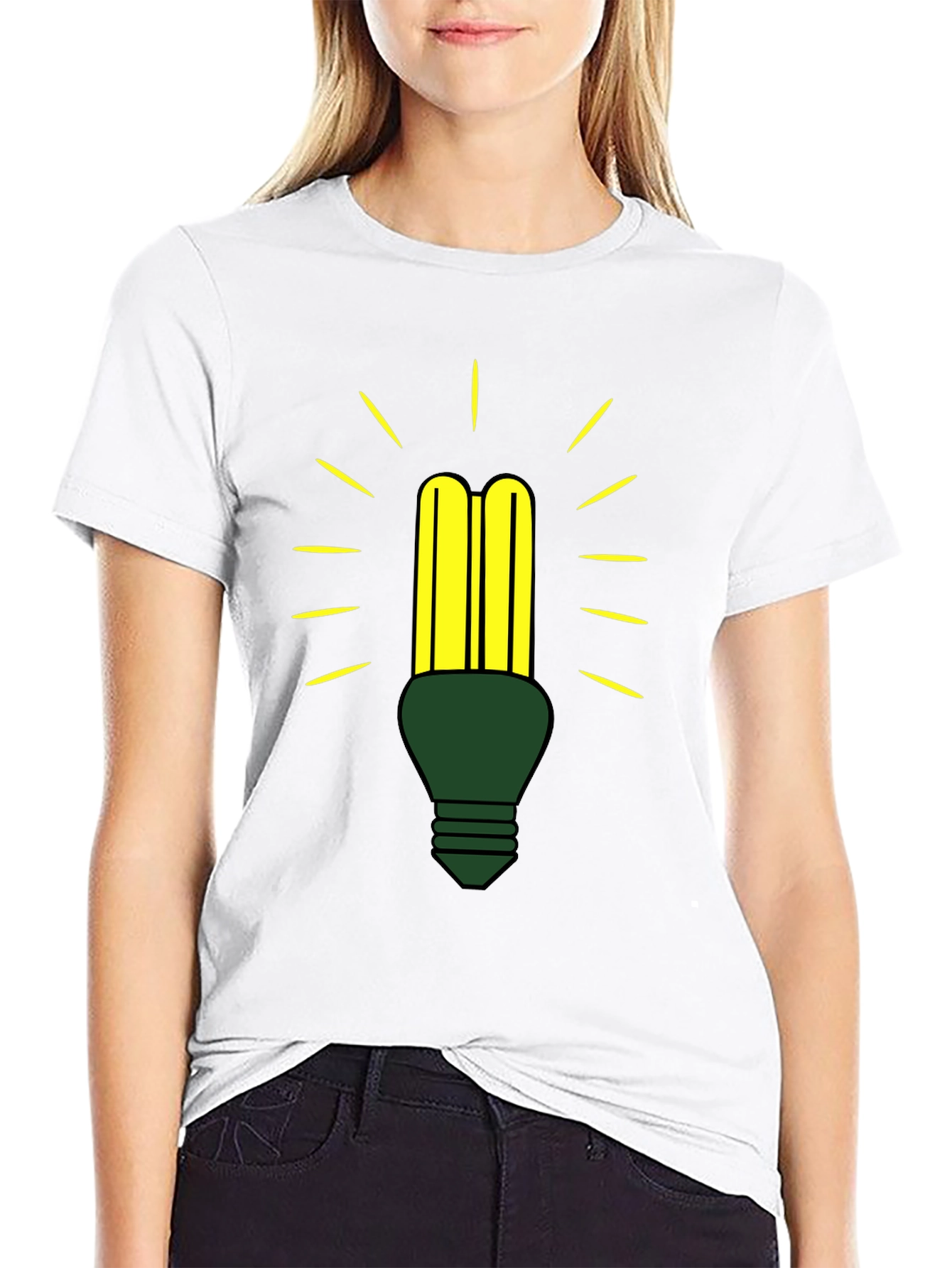 Black Eco-Friendly Light Bulb Graphic Tee view 9
