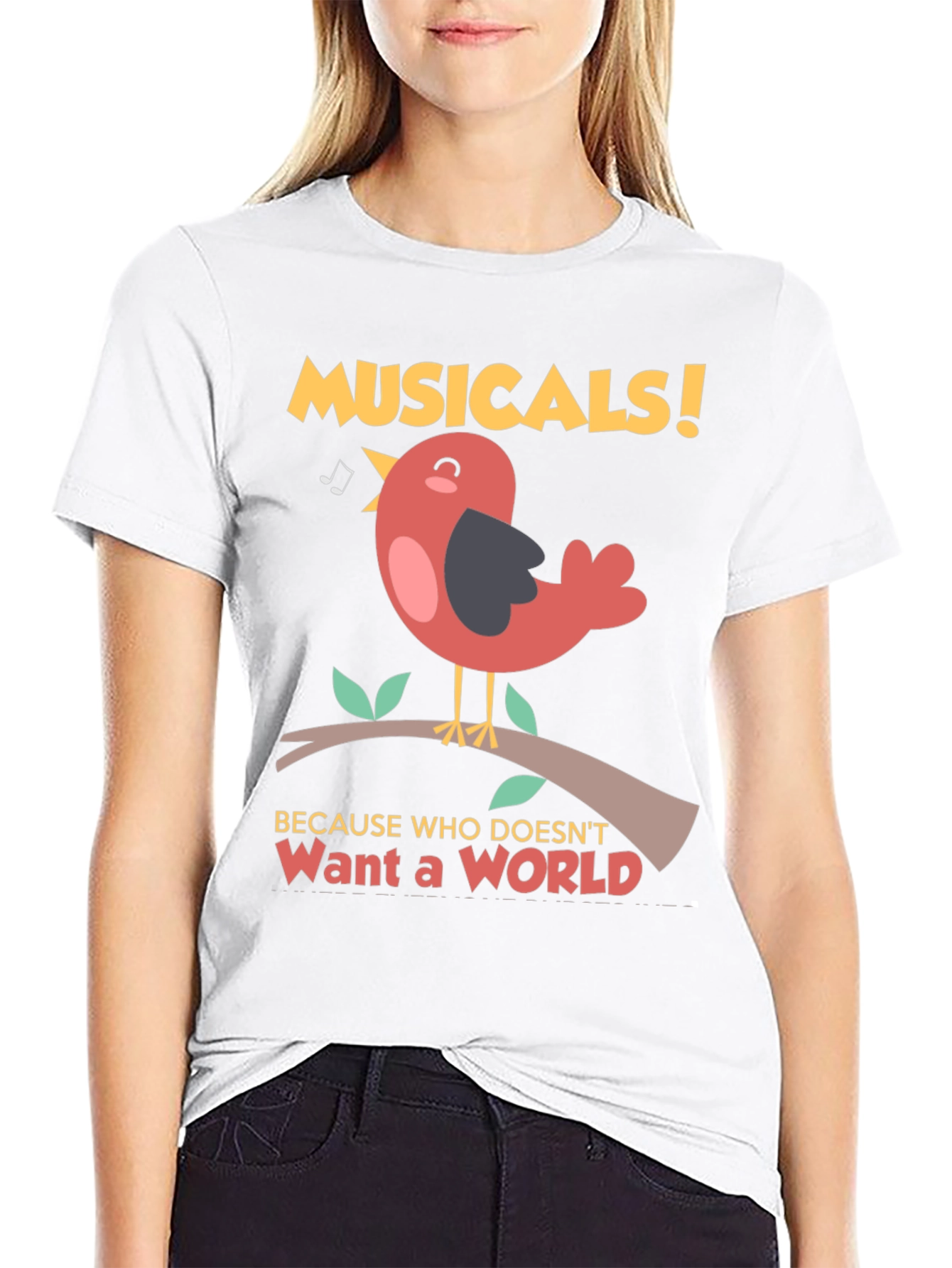 Black Musical Bird T-Shirt -  'Want a World' Tee view 9