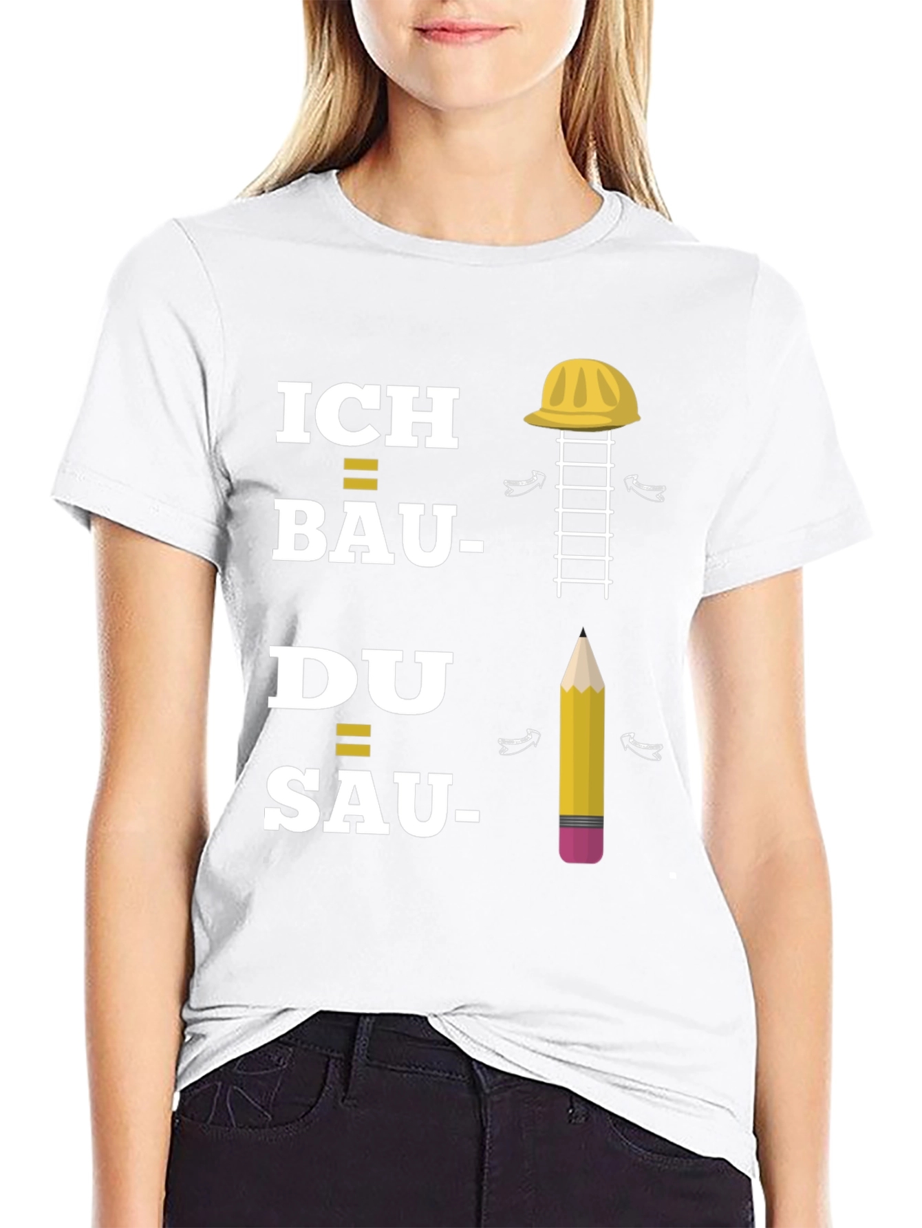 Black Construction T-Shirt: Ich Bau, Du Sau view 9