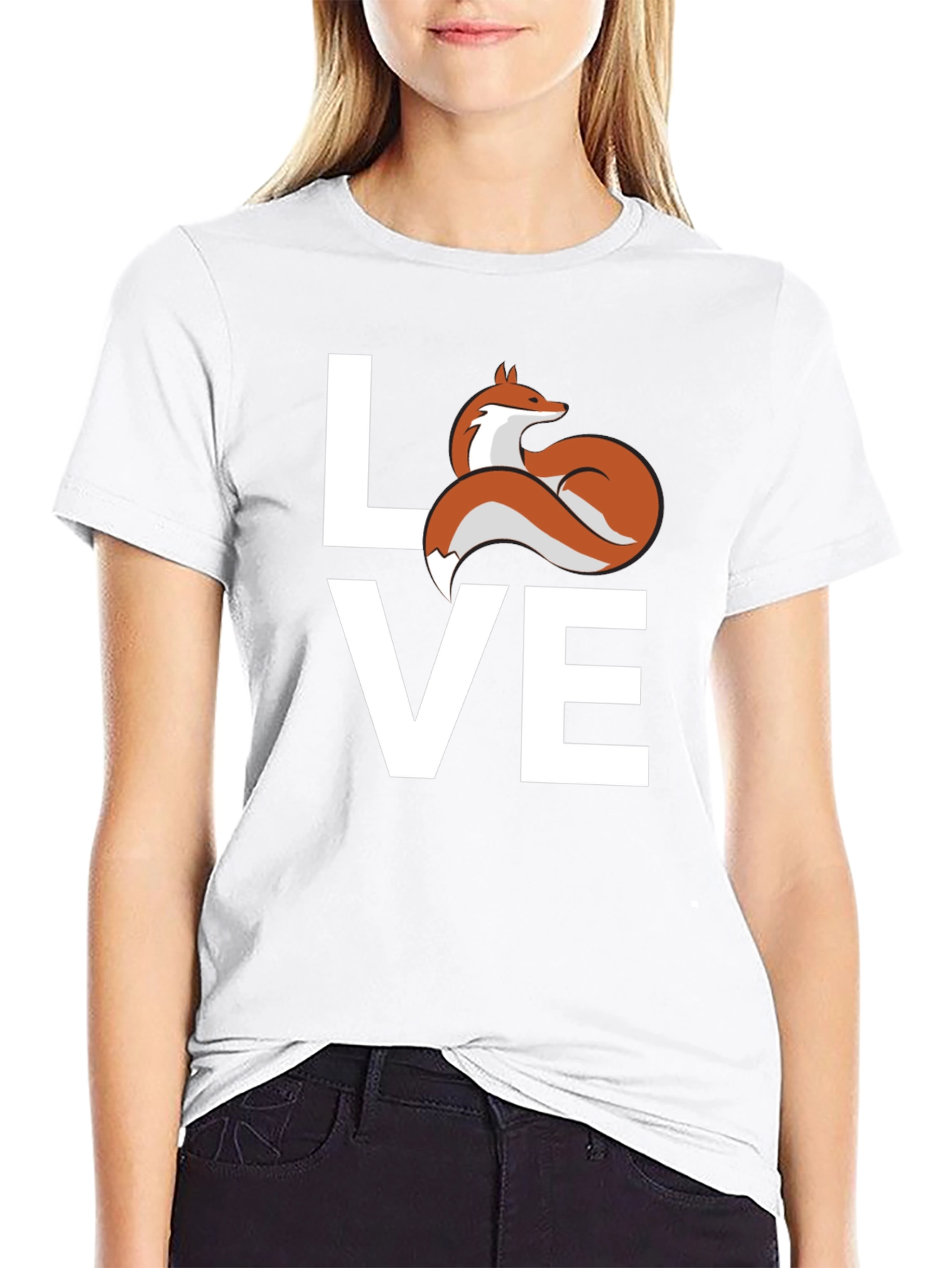 Black Love Fox Graphic T-Shirt - Cute Animal Tee view 9