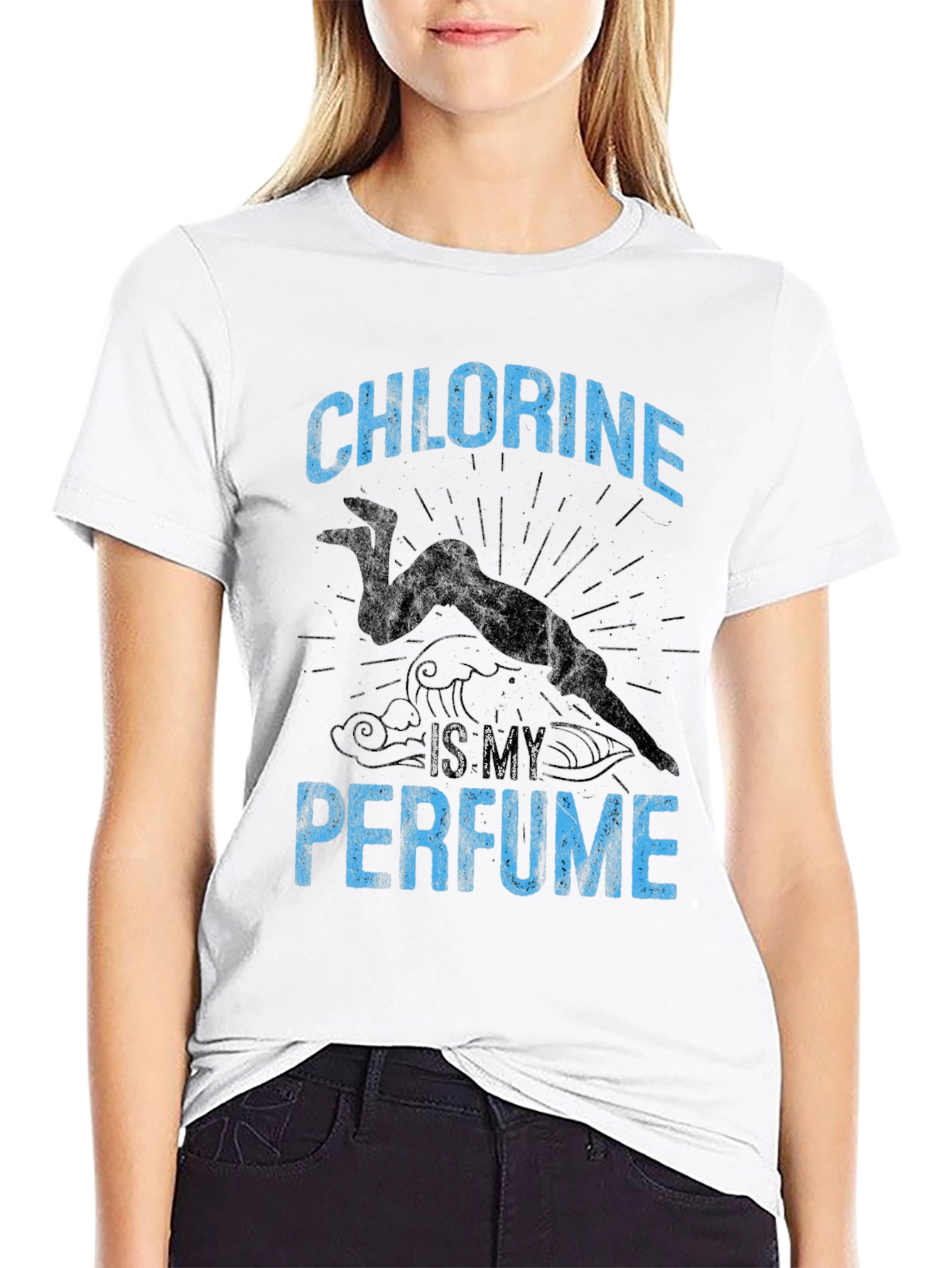 Black Chlorine is My Perfume Funny Swimmer T-Shirt view 9