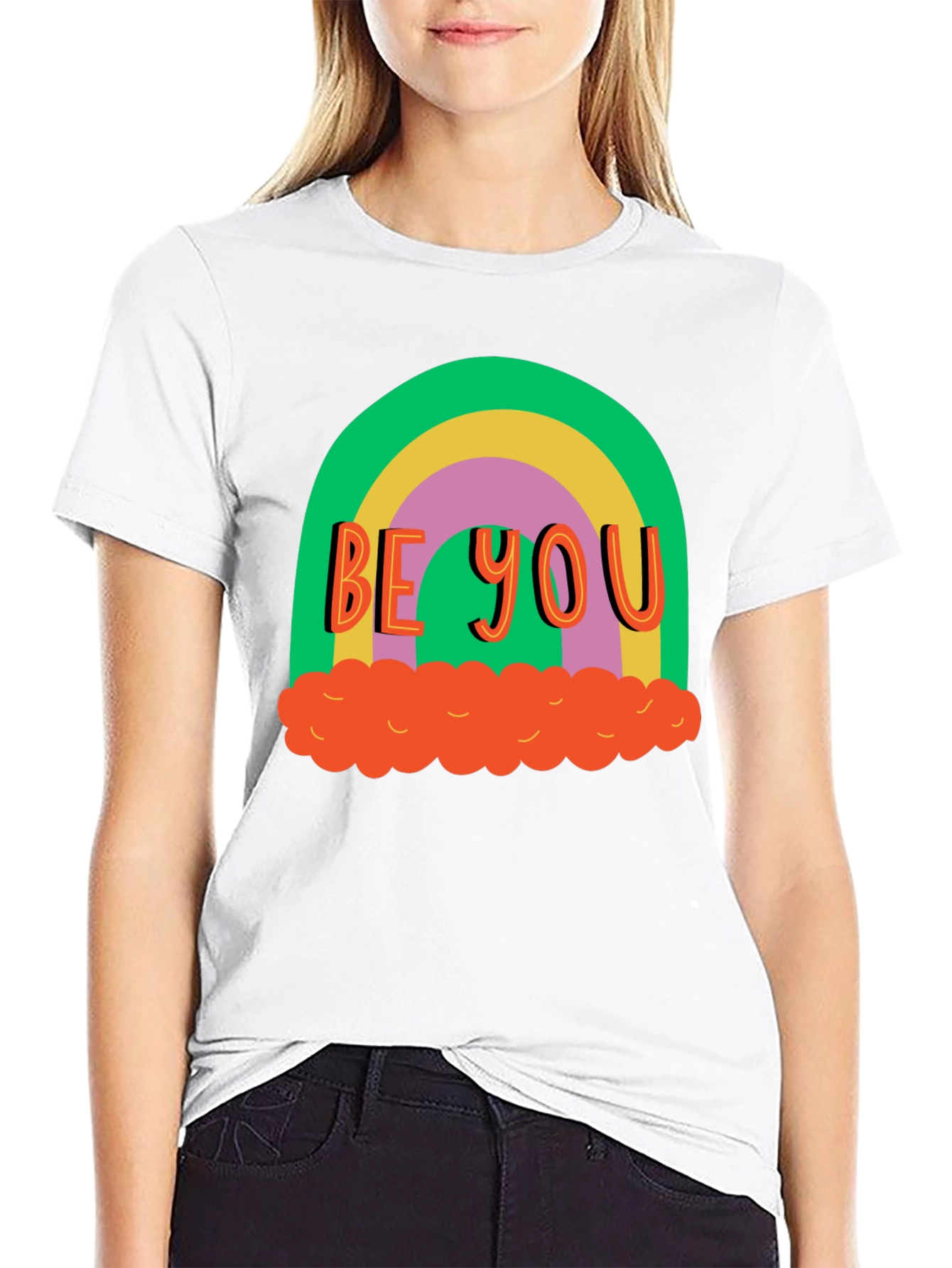 Black Be You Rainbow Graphic Tee - Black Cotton Blend view 9