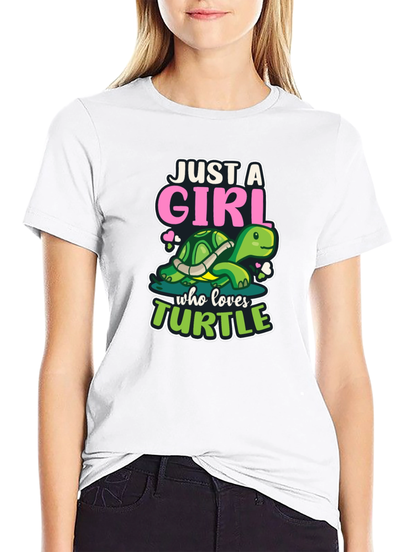 Black Just A Girl Who Loves Turtle T-Shirt view 9