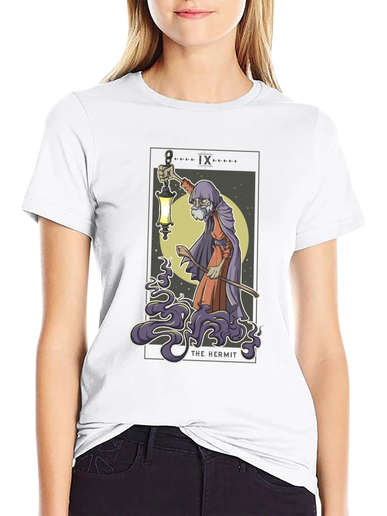 Black The Hermit Tarot Card Graphic Tee view 9
