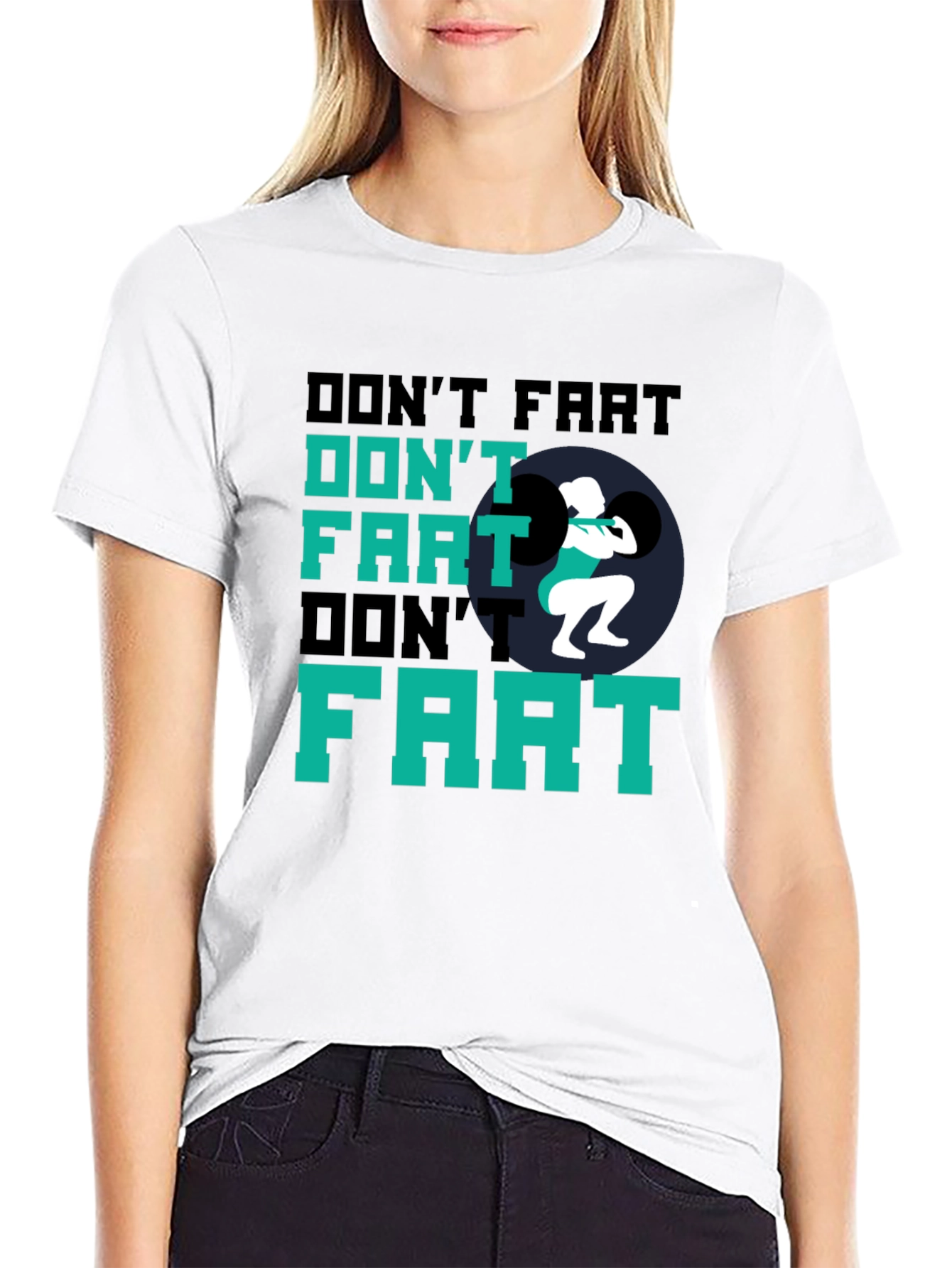Black Don't Fart Weightlifting Black T-Shirt view 9