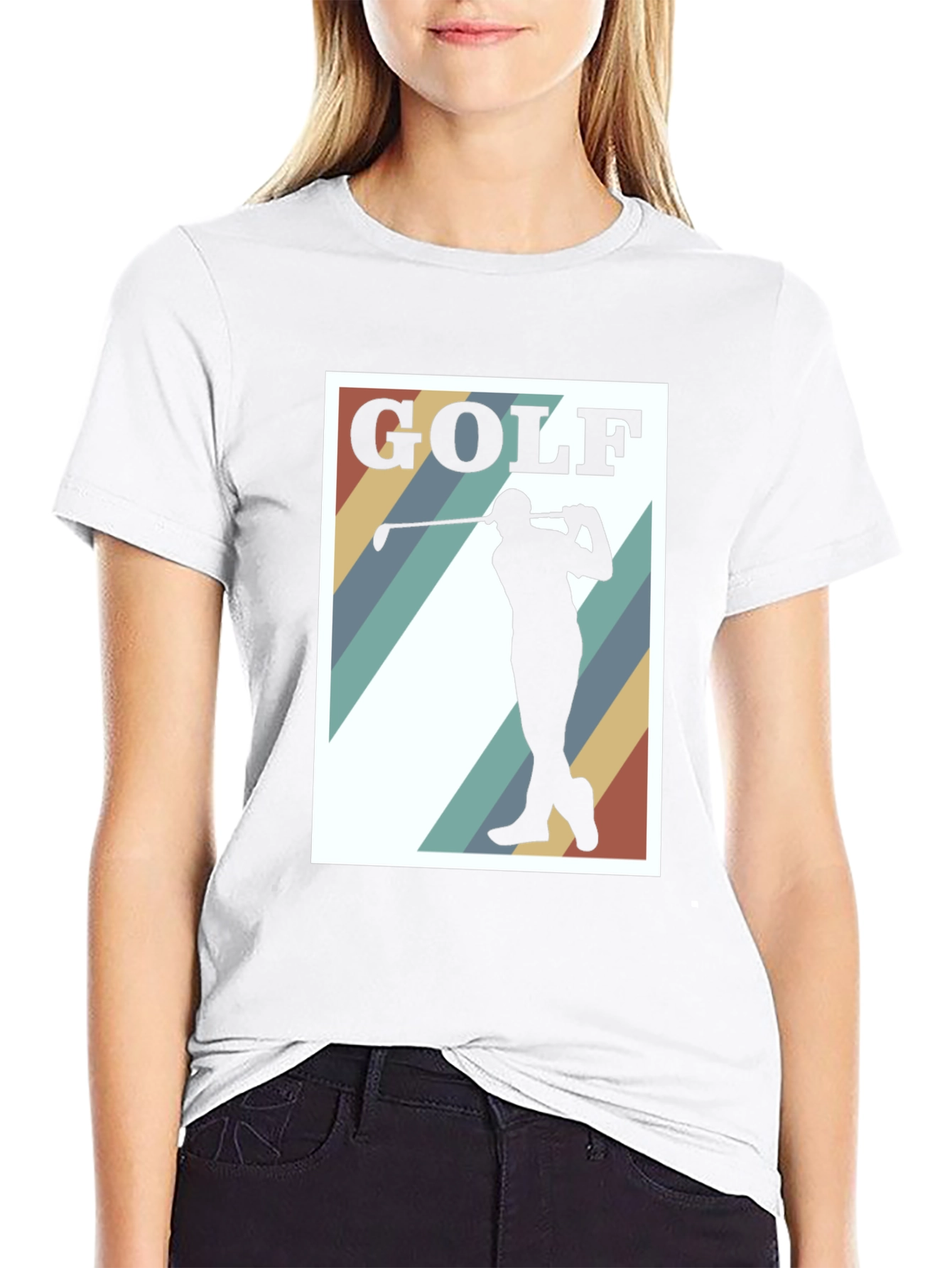 Black Golf Silhouette Tee - Retro Style Golfer T-Shirt view 9