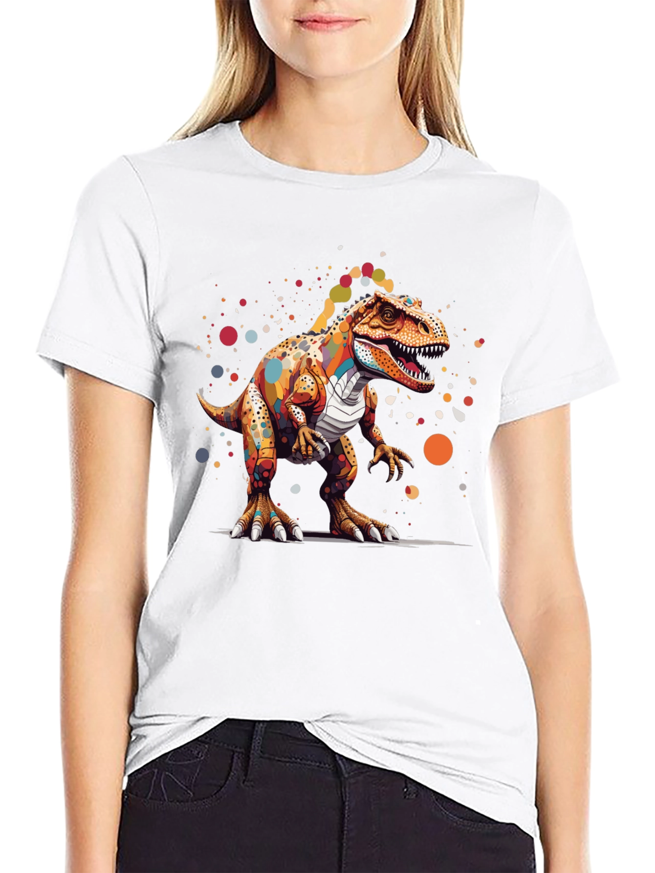 Black Colorful Dinosaur Graphic T-Shirt view 9