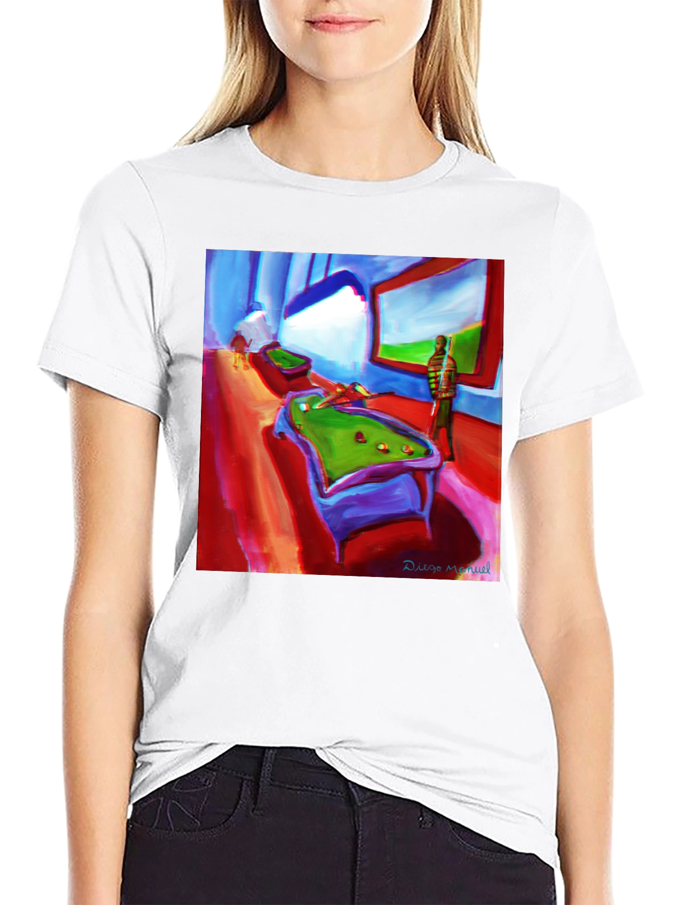 Abstract Pool Hall Painting Graphic T-Shirt - 9