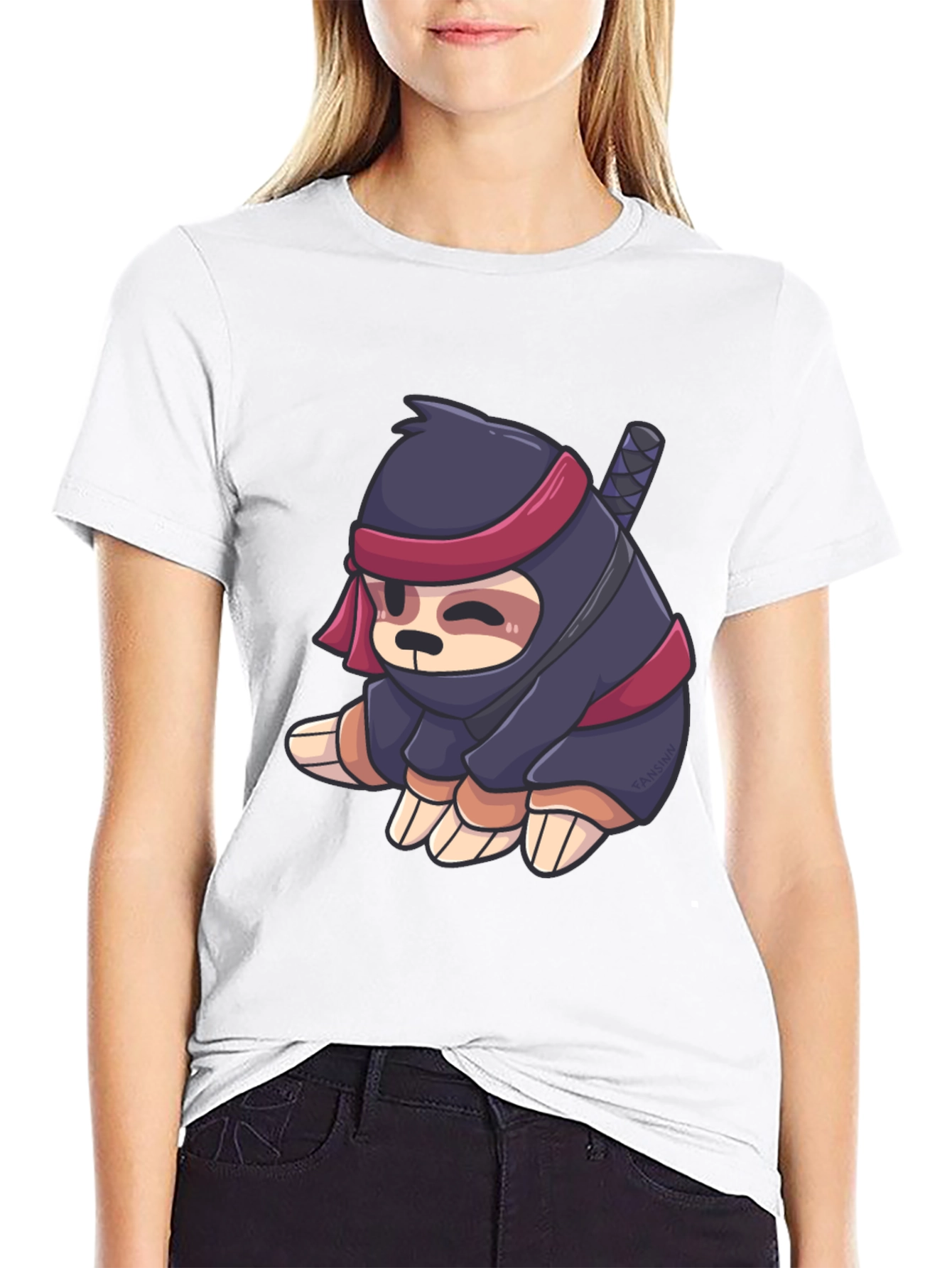 Black Ninja Sloth Graphic Tee - Stealth Mode Activated view 9