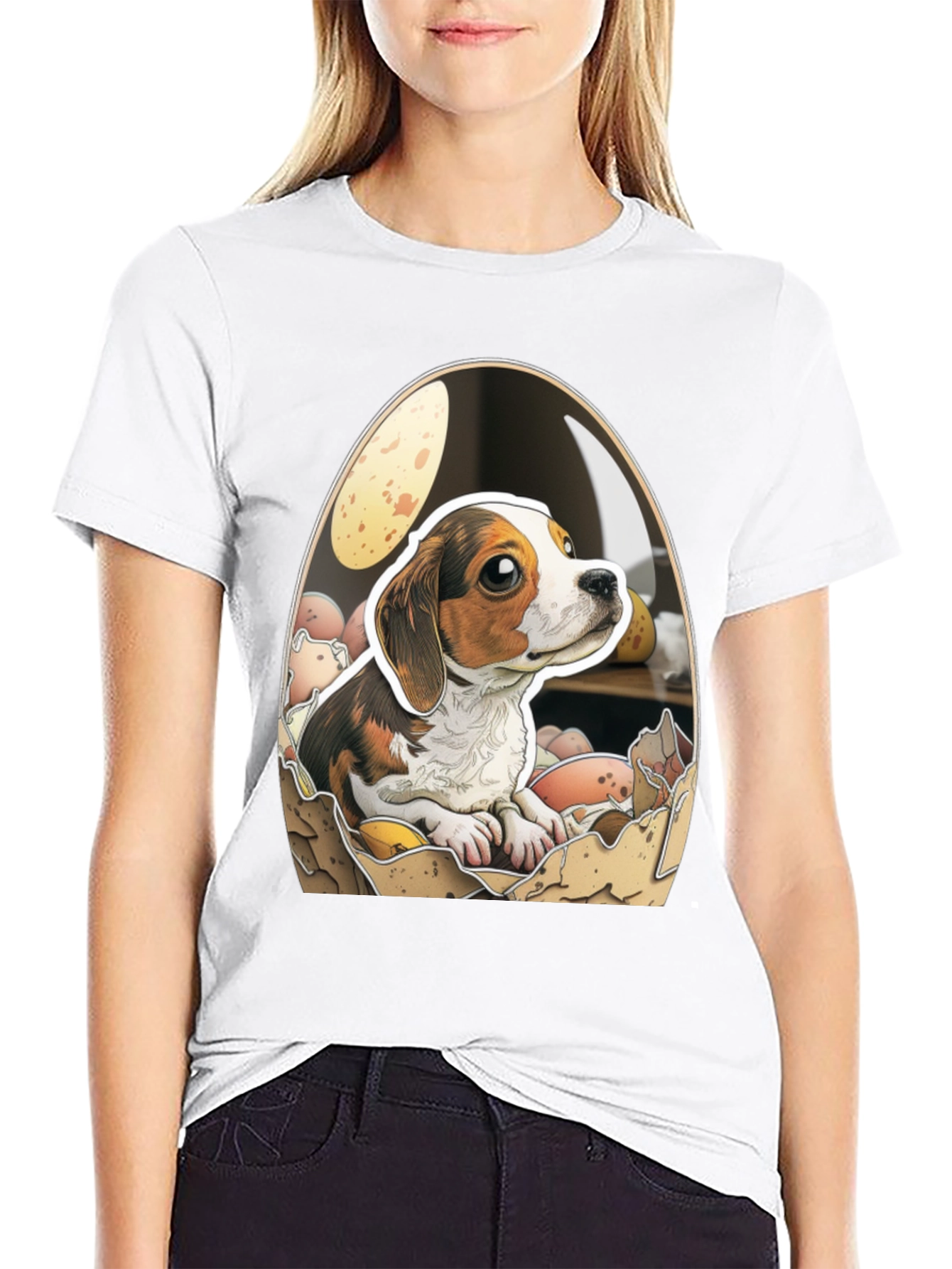Black Eggcellent Beagle T-Shirt view 9
