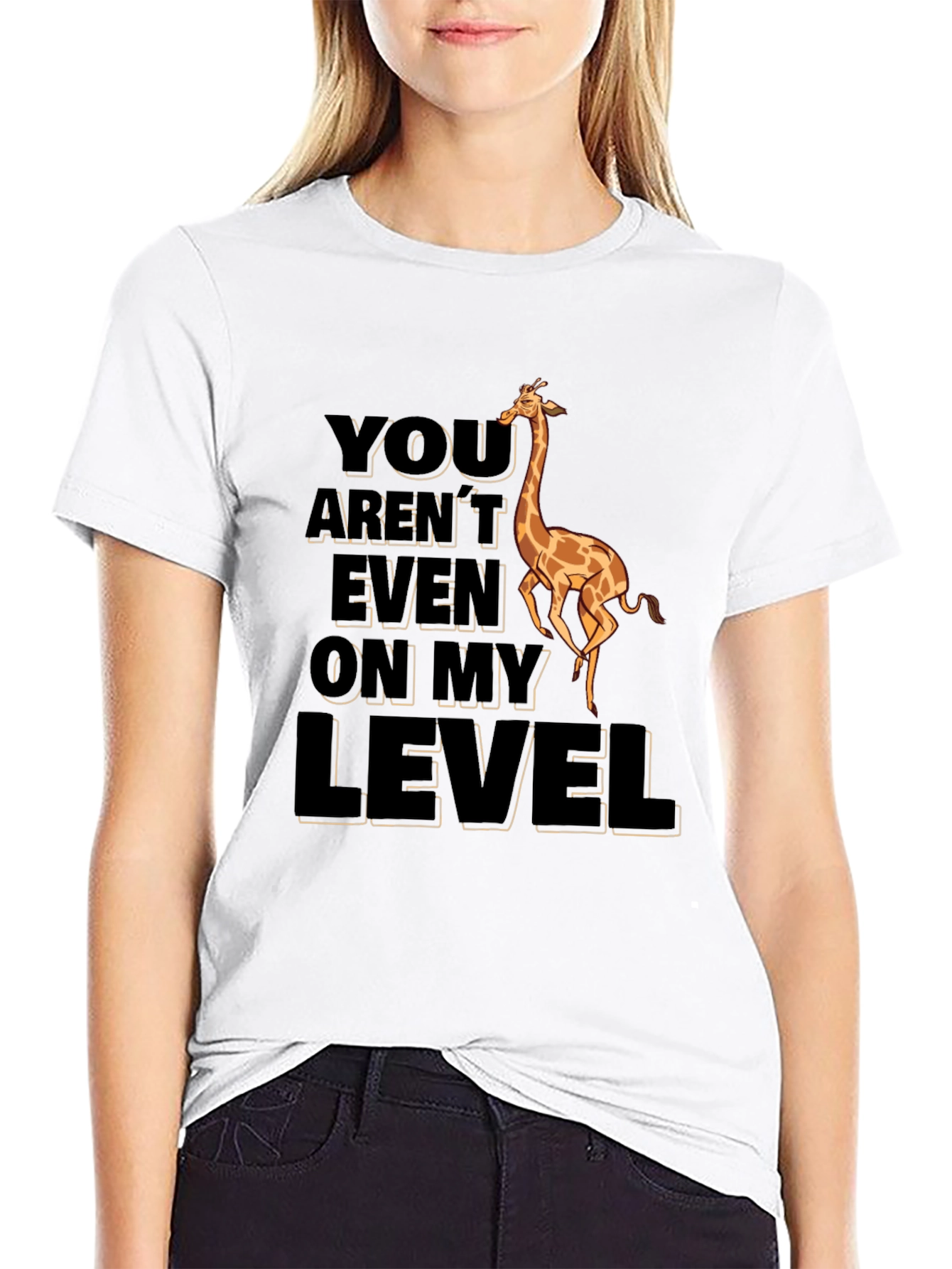 Black Funny Giraffe T-Shirt - You Aren't Even On My Level view 9