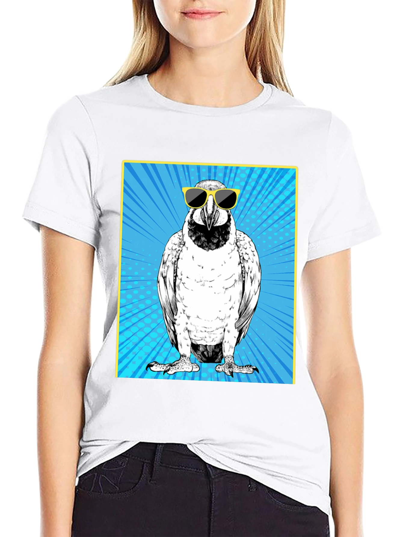Black Cool Bird Graphic Tee - Black Cotton T-Shirt view 9