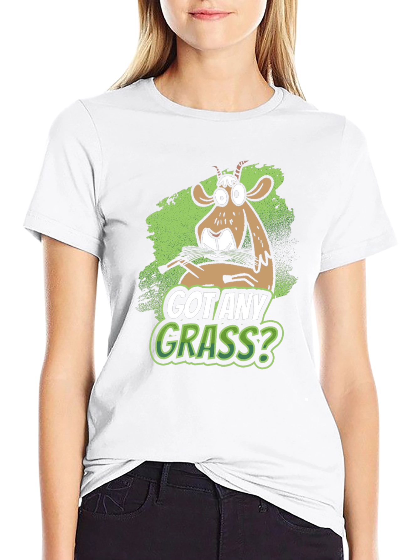 Black Got Any Grass? Graphic Tee - Funny Goat Design view 9