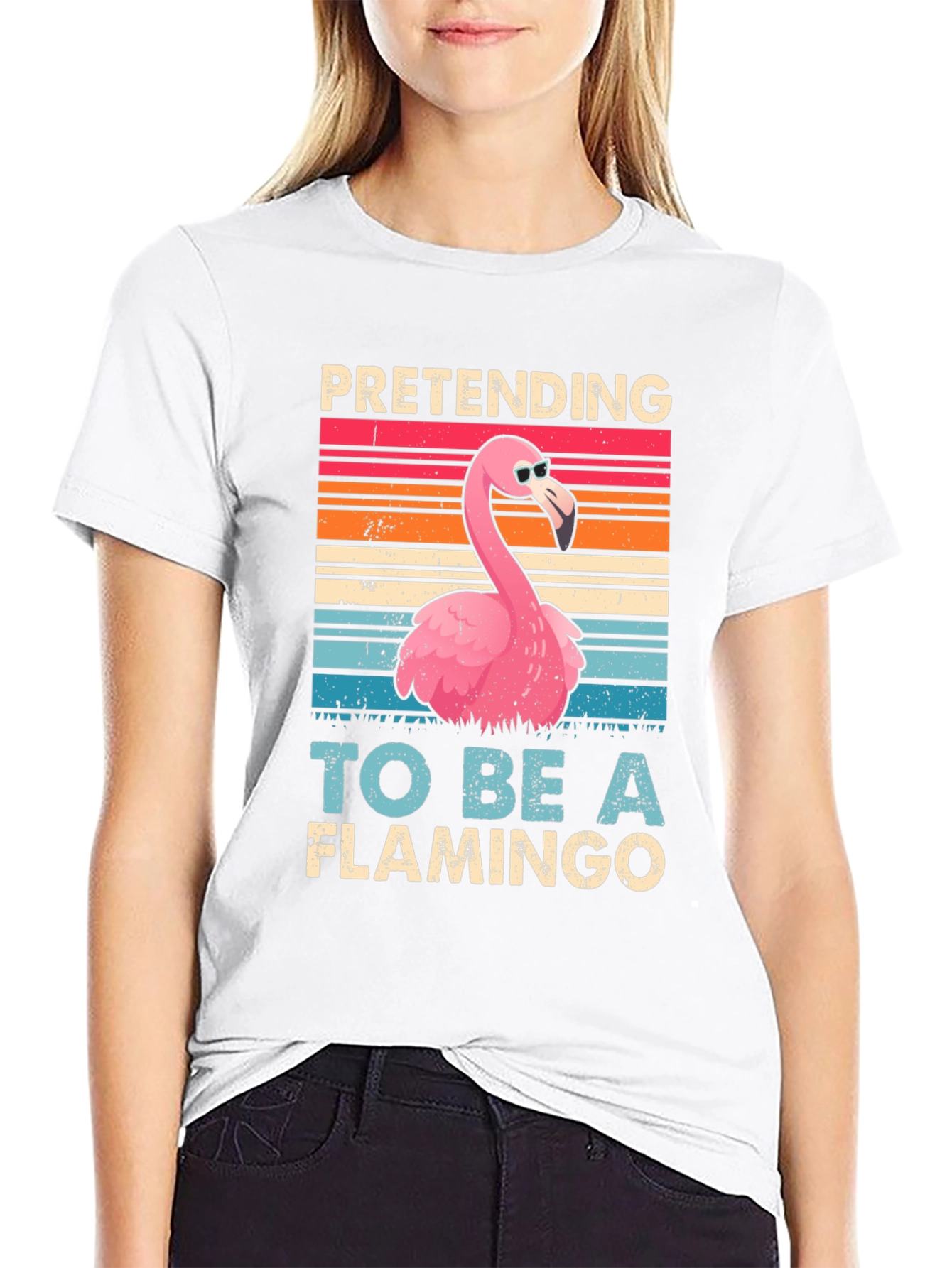 Black Funny Flamingo T-Shirt - Pretending to be a Flamingo view 9