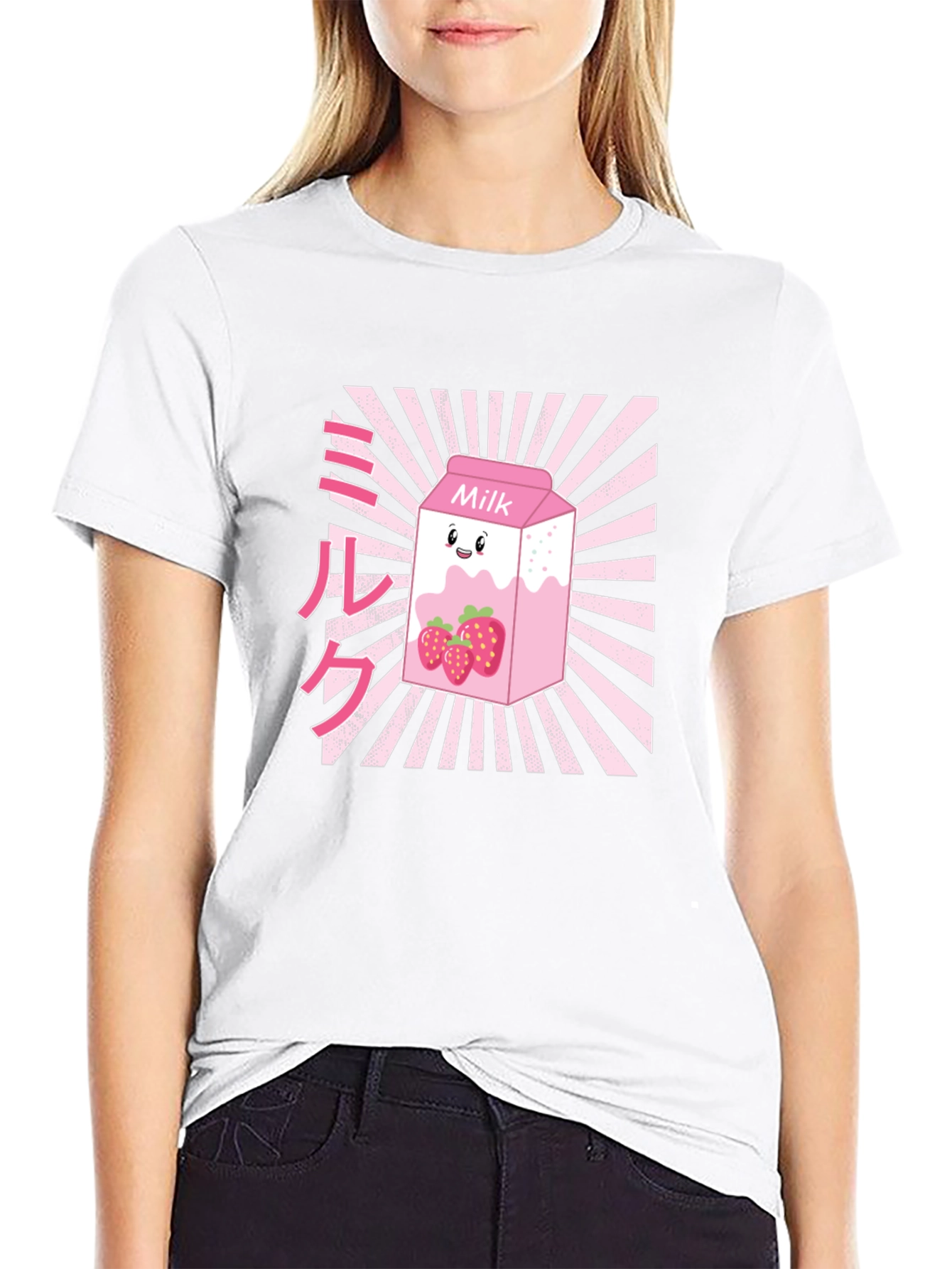 Black Strawberry Milk Graphic T-Shirt - Black view 9