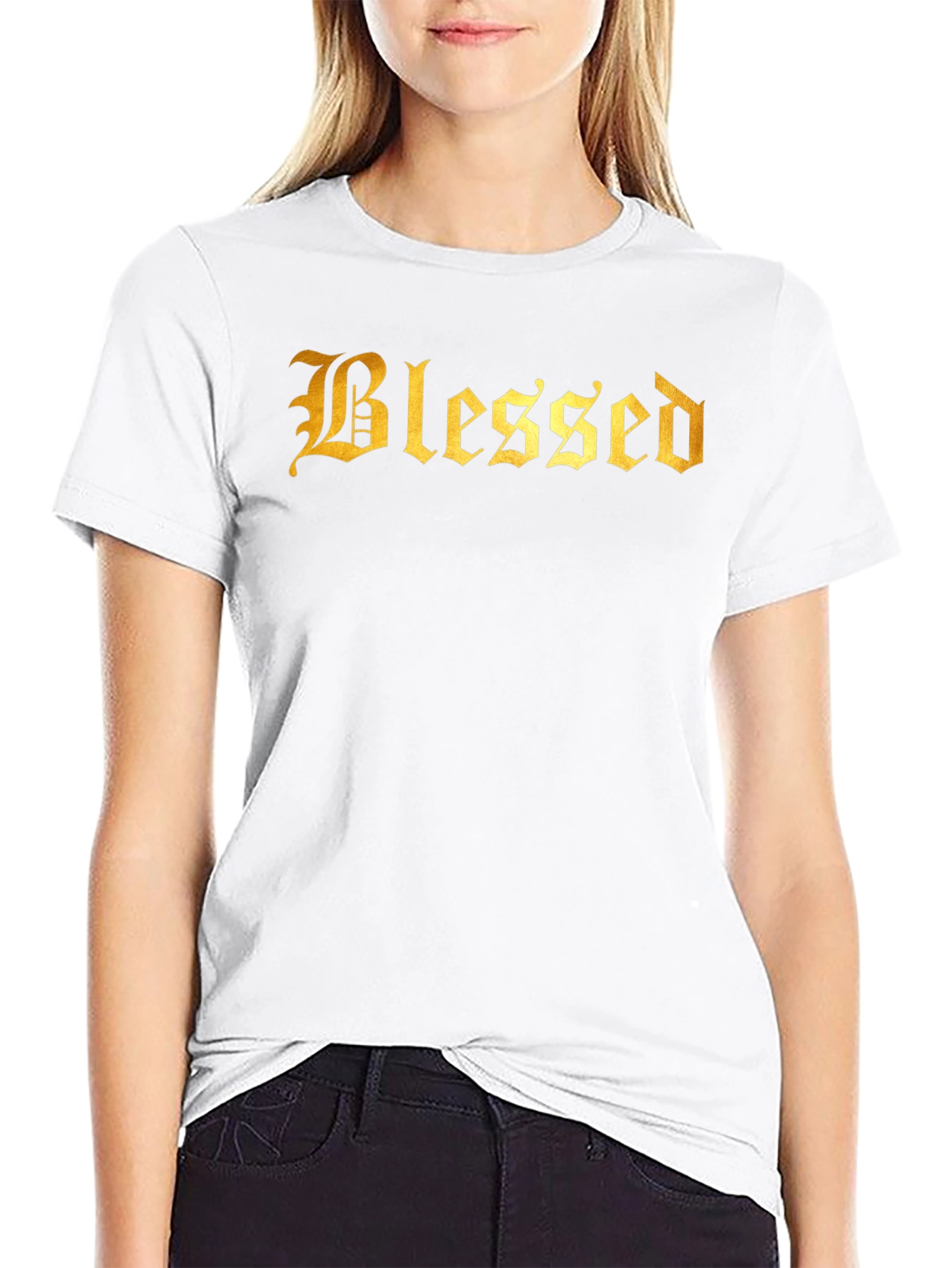 Black Blessed Graphic T-Shirt - Premium Cotton Blend view 9
