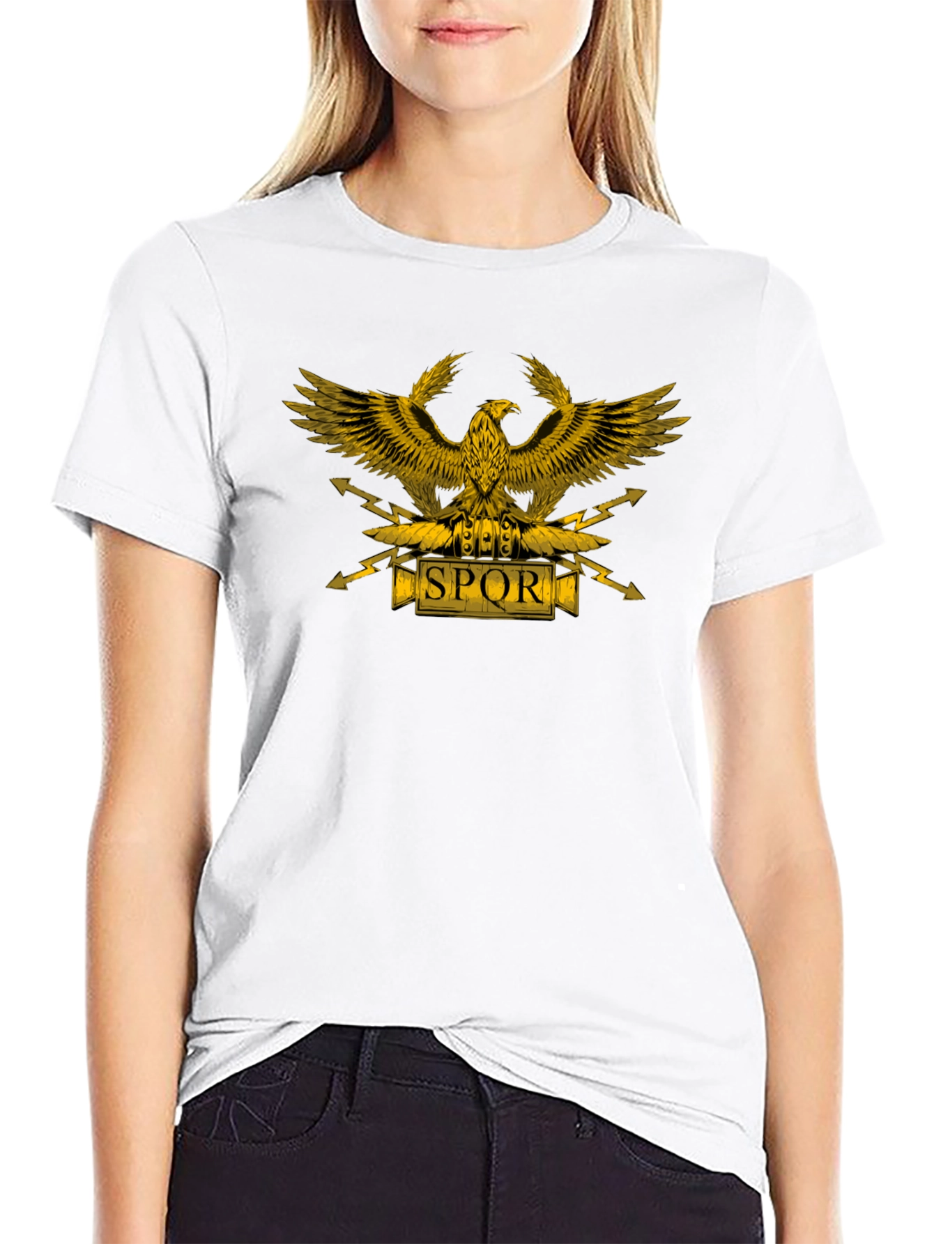 Black SPQR Eagle Graphic T-Shirt - Black view 9