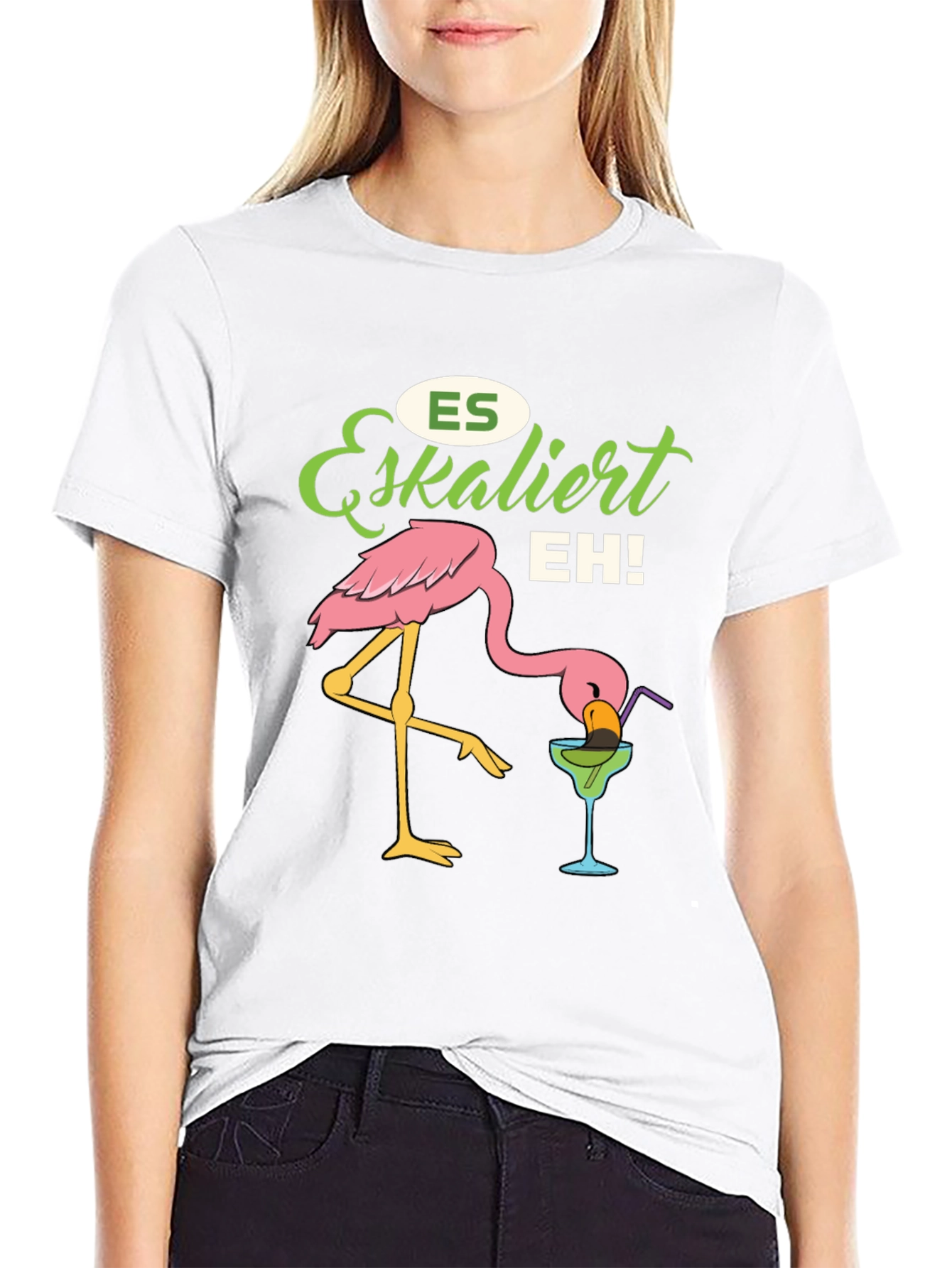Black Es Eskaliert EH! Flamingo T-Shirt view 9