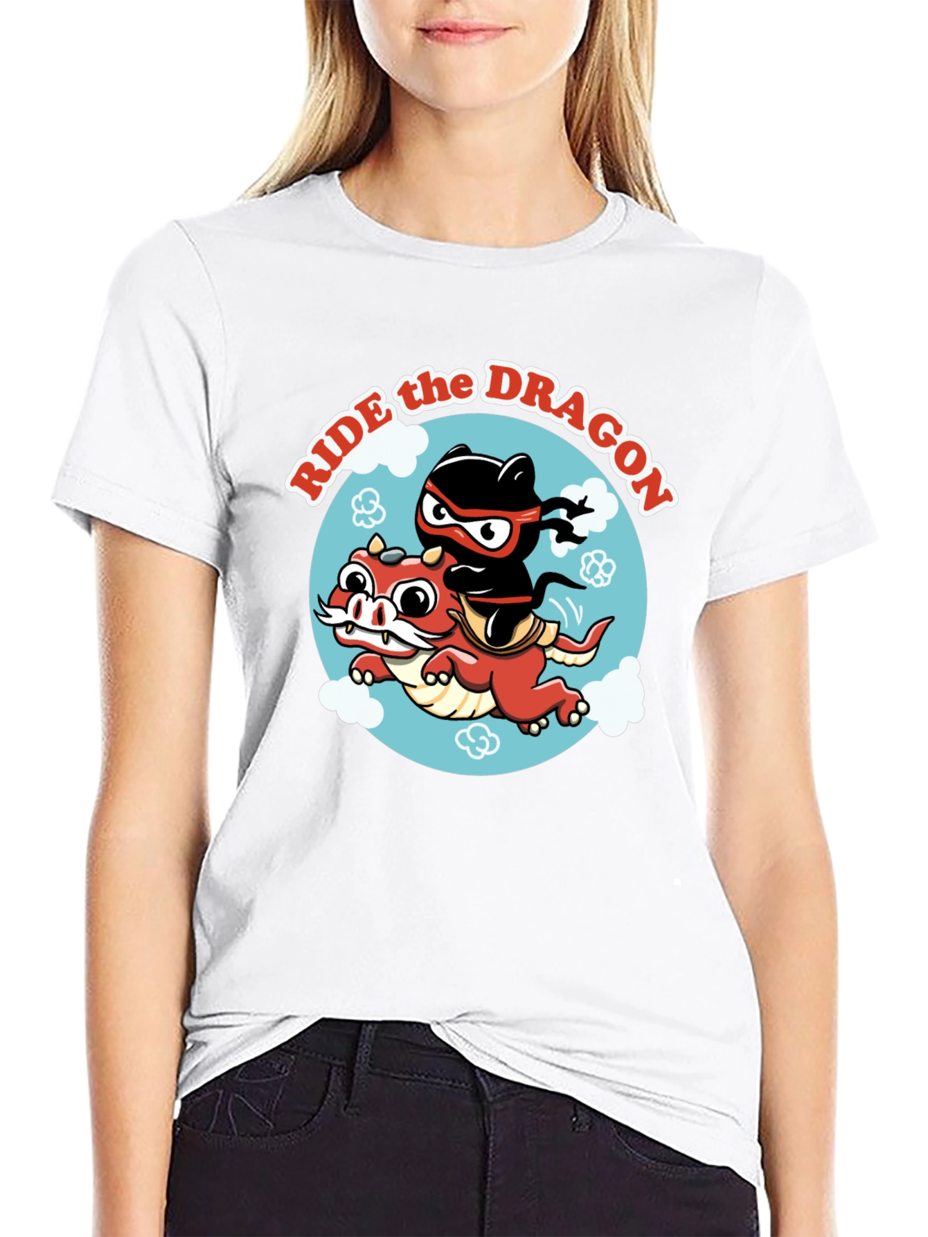 Black Ride the Dragon Graphic T-Shirt - Ninja Style! view 9
