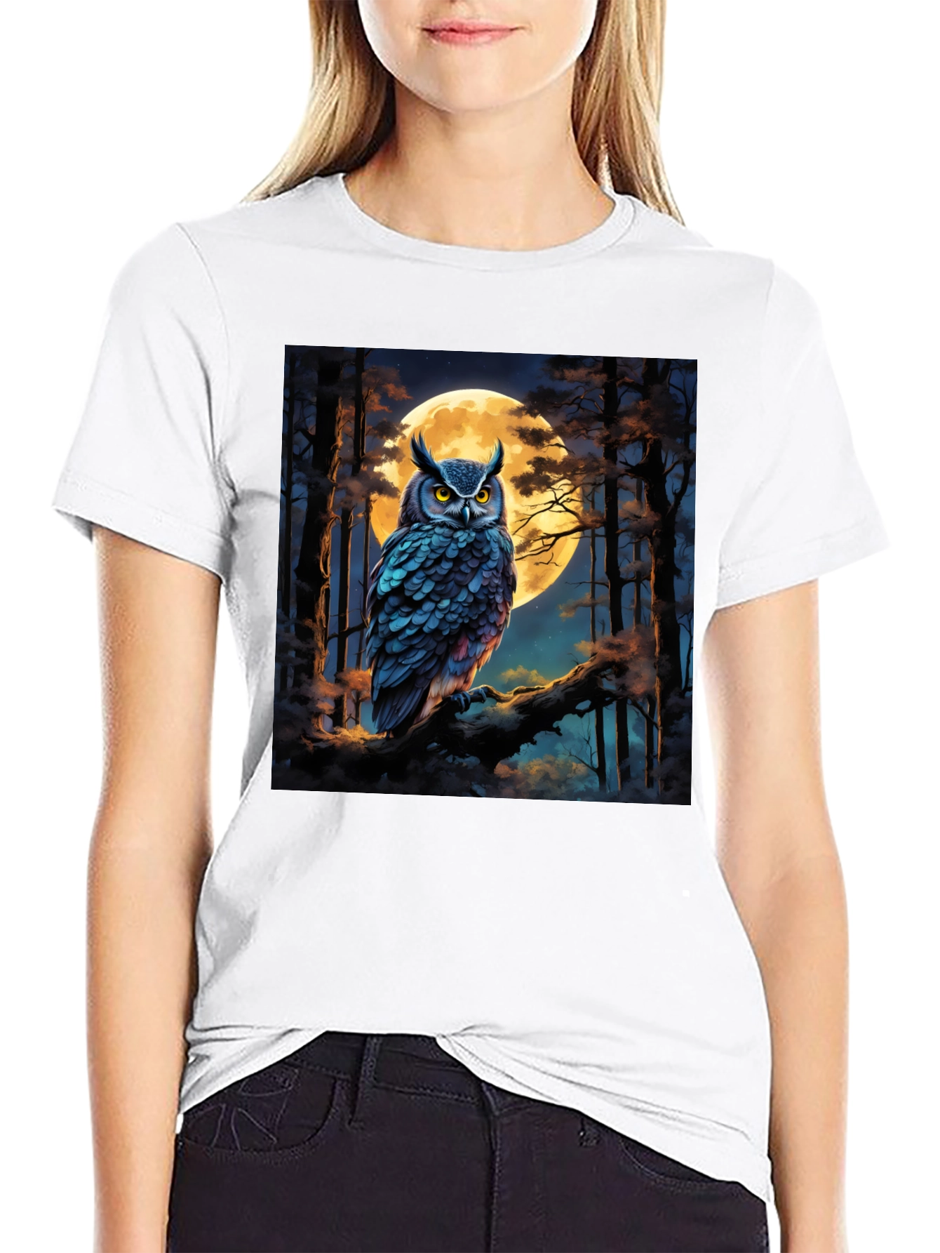 Black Owl Moon Black Graphic Tee view 9
