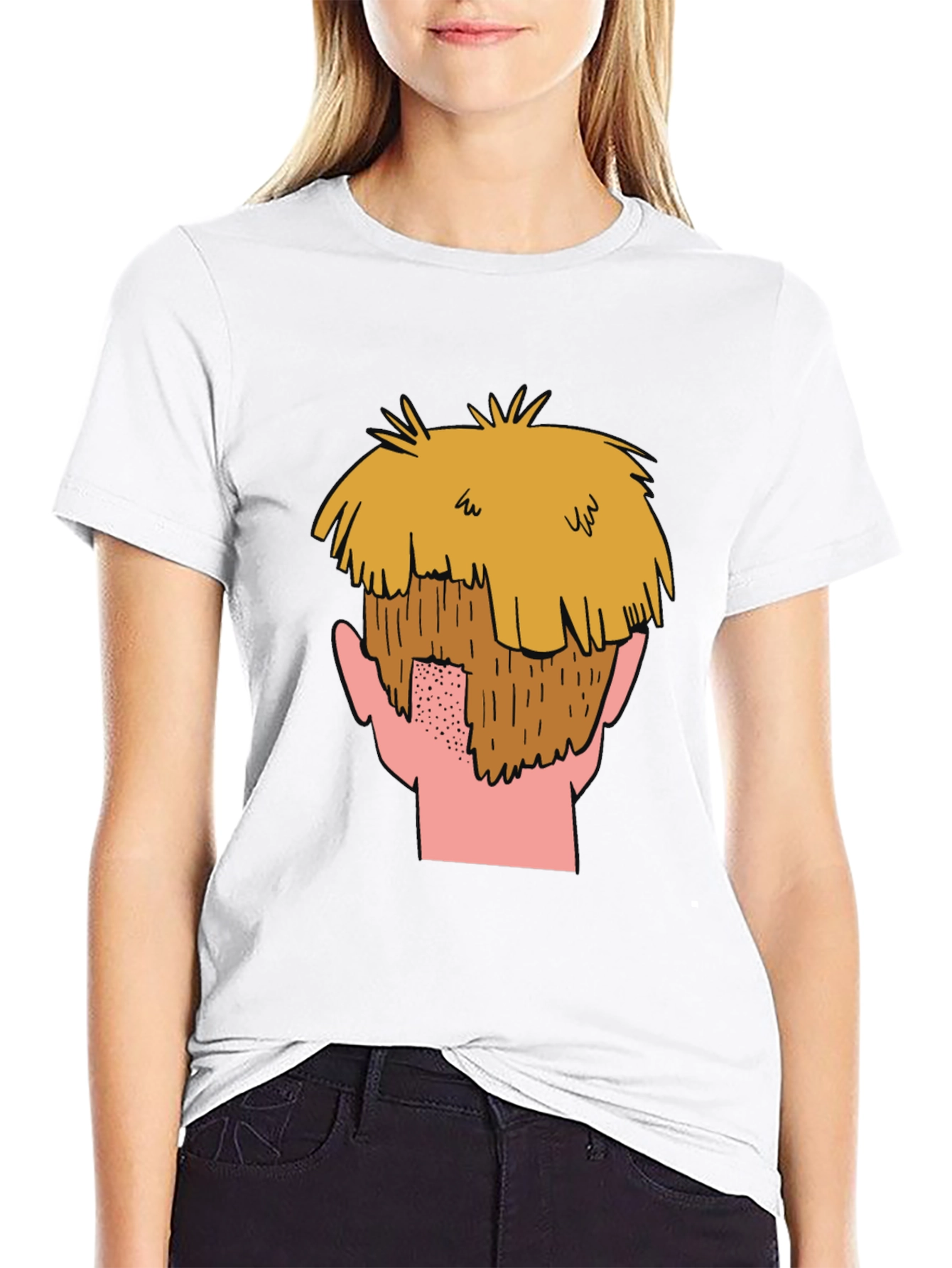Black Cartoon Beard Graphic T-Shirt view 9