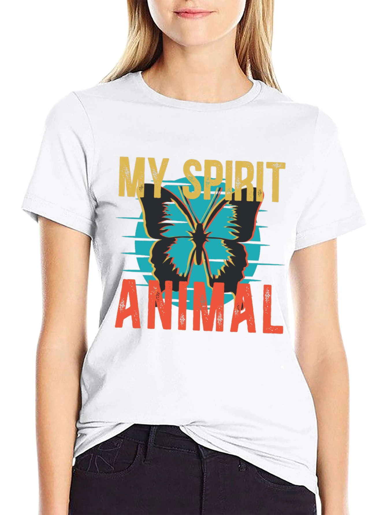 Black Spirit Animal Butterfly Graphic Tee - Stylish Cotton Blend view 9