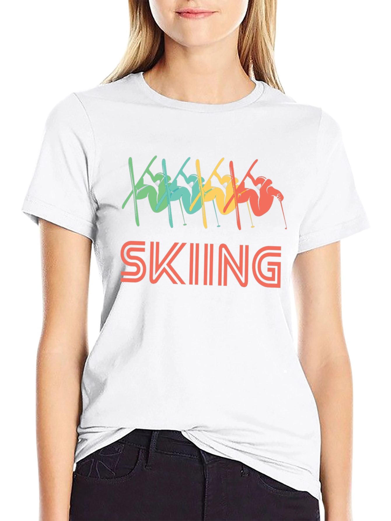 Black Retro Skiing Graphic T-Shirt view 9