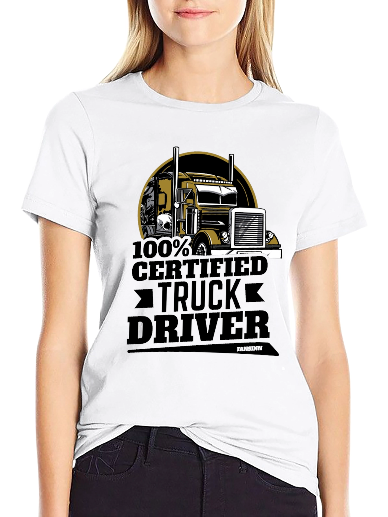 Black 100% Certified Truck Driver Black T-Shirt view 9