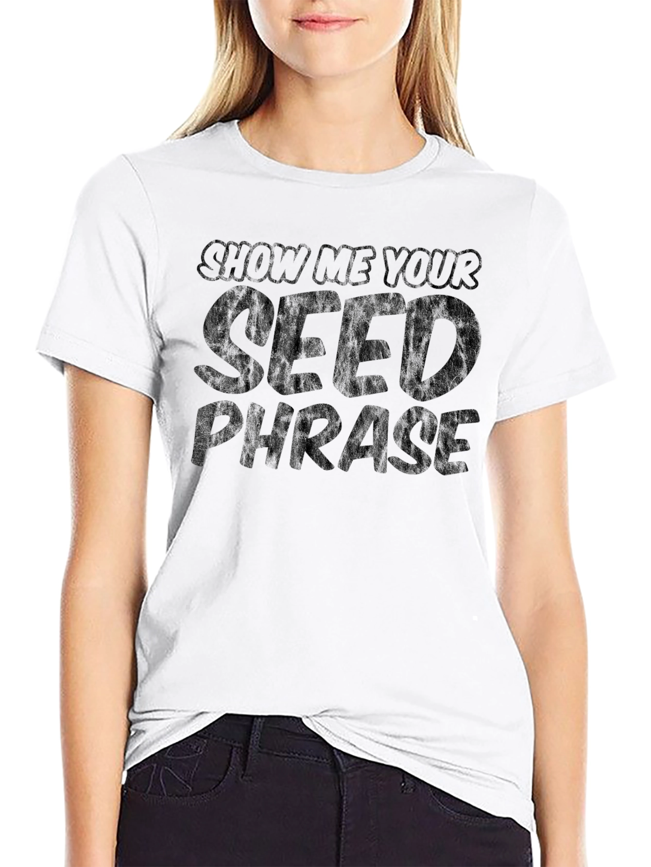 Black Show Me Your Seed Phrase Black Graphic T-Shirt view 9