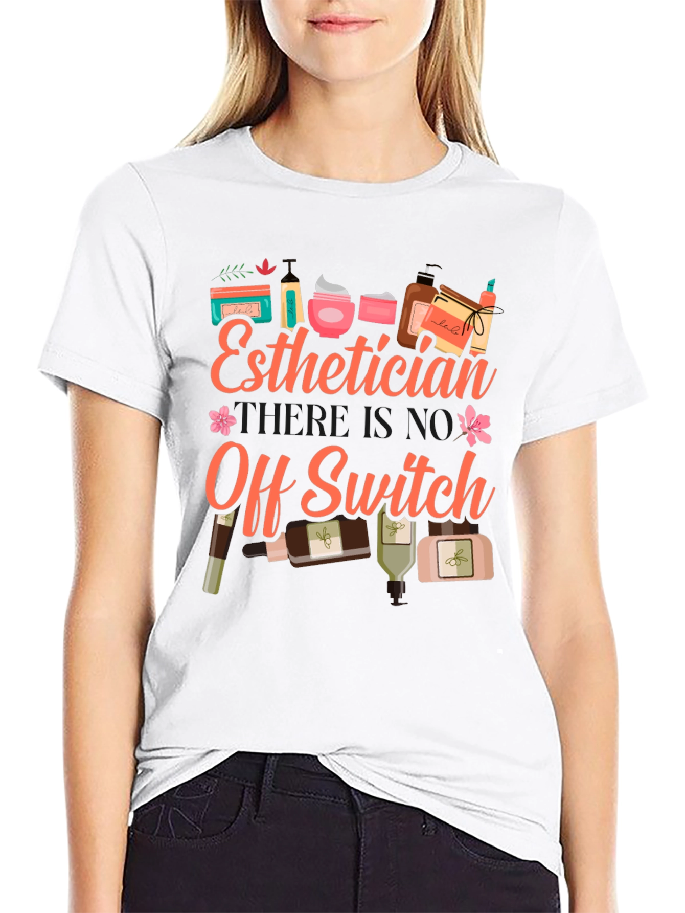Black Esthetician T-Shirt: No Off Switch, Beauty Pro Tee view 9