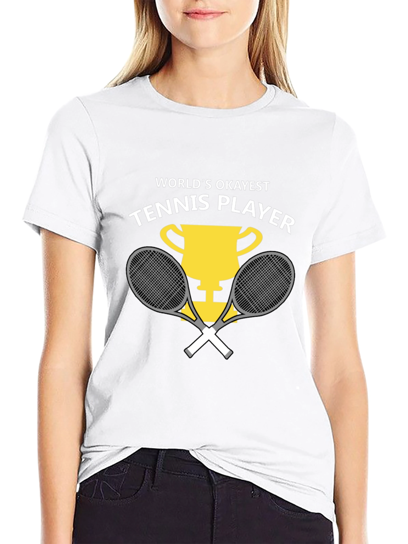 Black World's Okayest Tennis Player Graphic Tee view 9