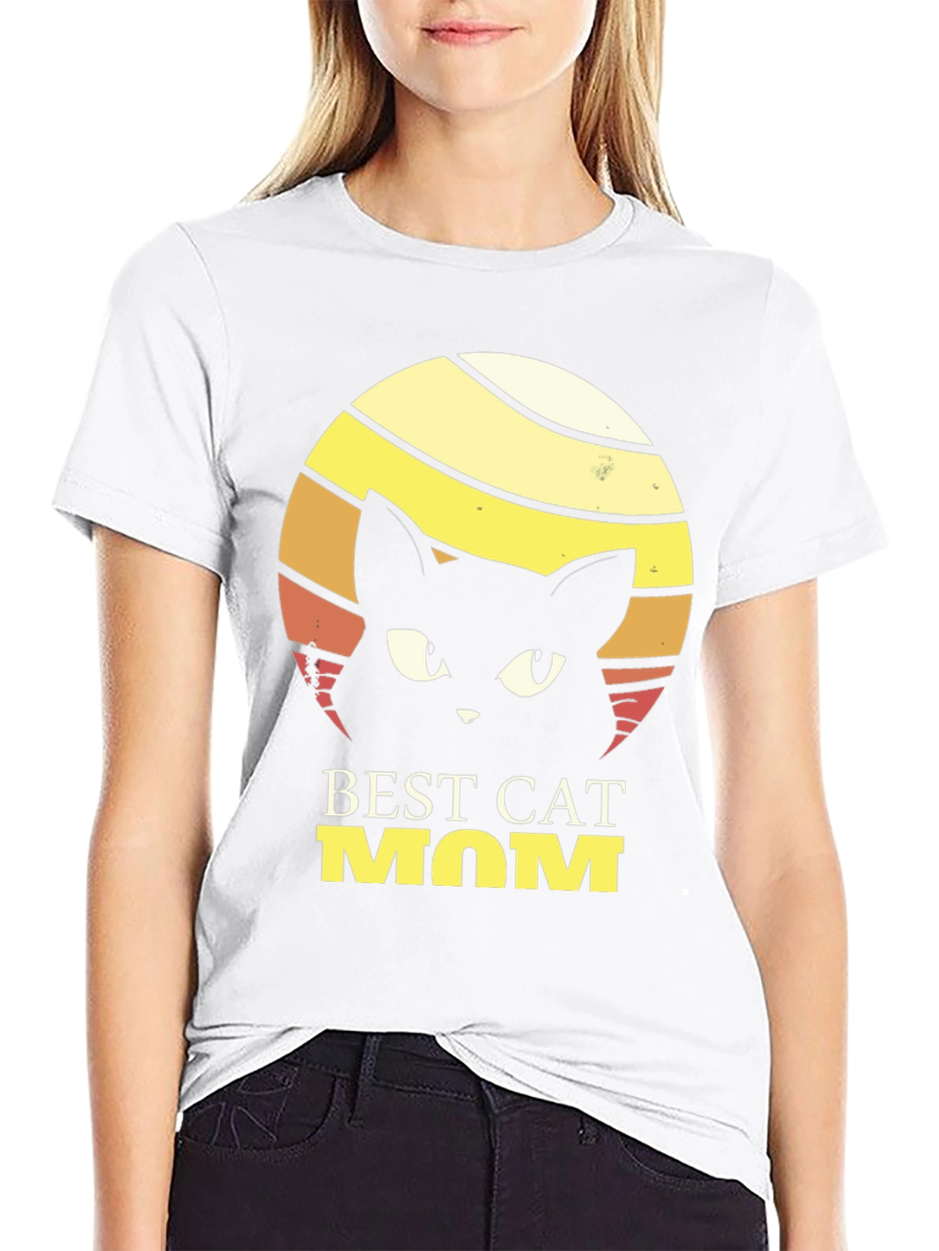 Black Best Cat Mom T-Shirt - Retro Style view 9