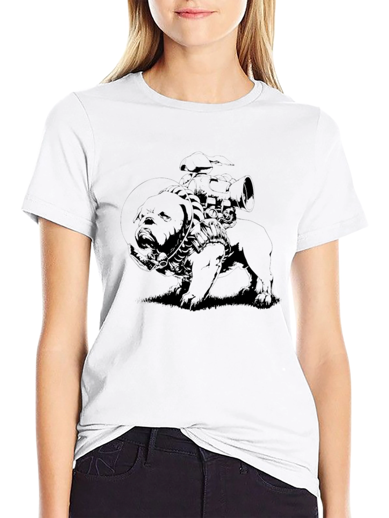 Black Graphic Black T-Shirt with Dog & Rider Design view 9
