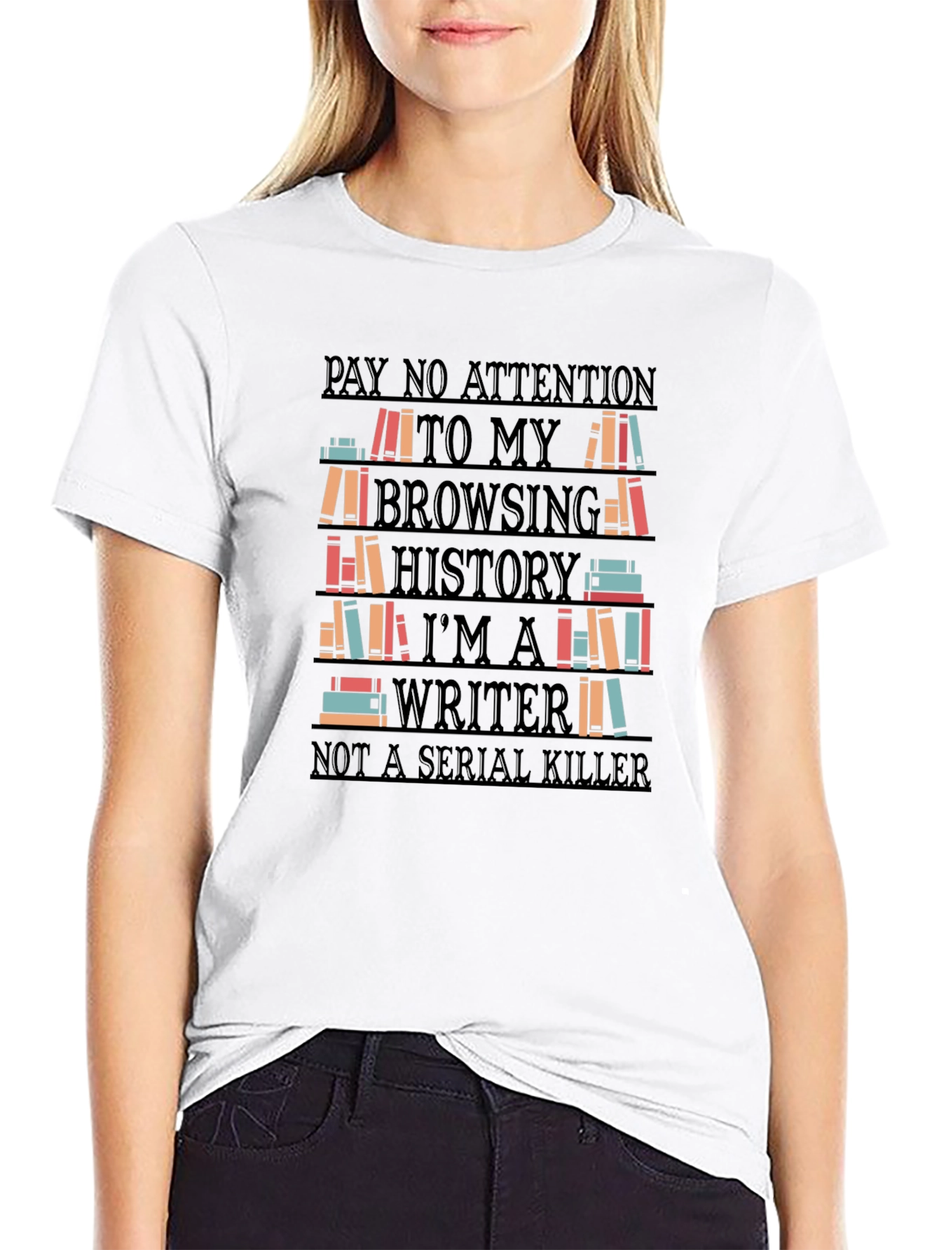 Black Writer Novelty T-Shirt - Browsing History Humor view 9