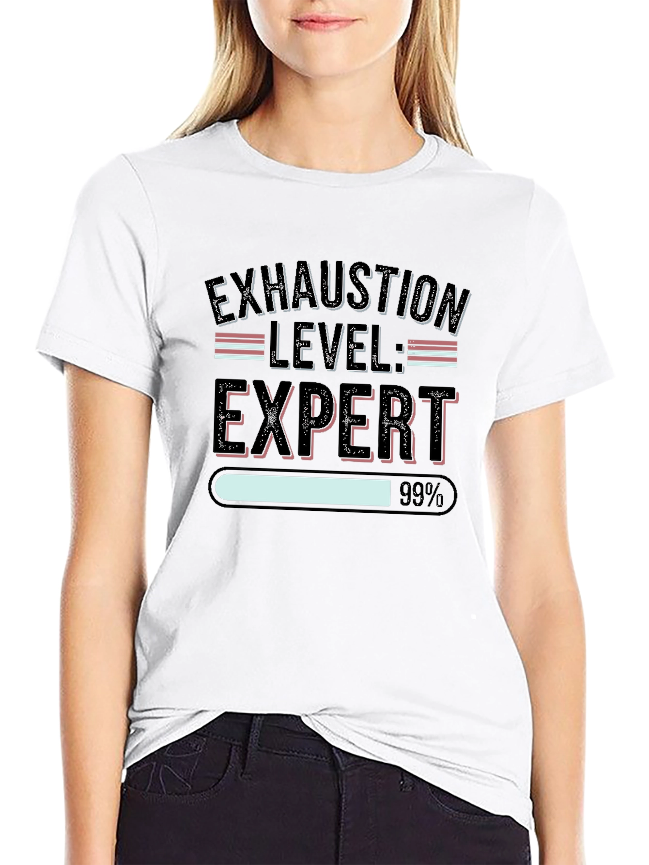 Black Exhaustion Level: Expert Black Graphic Tee view 9