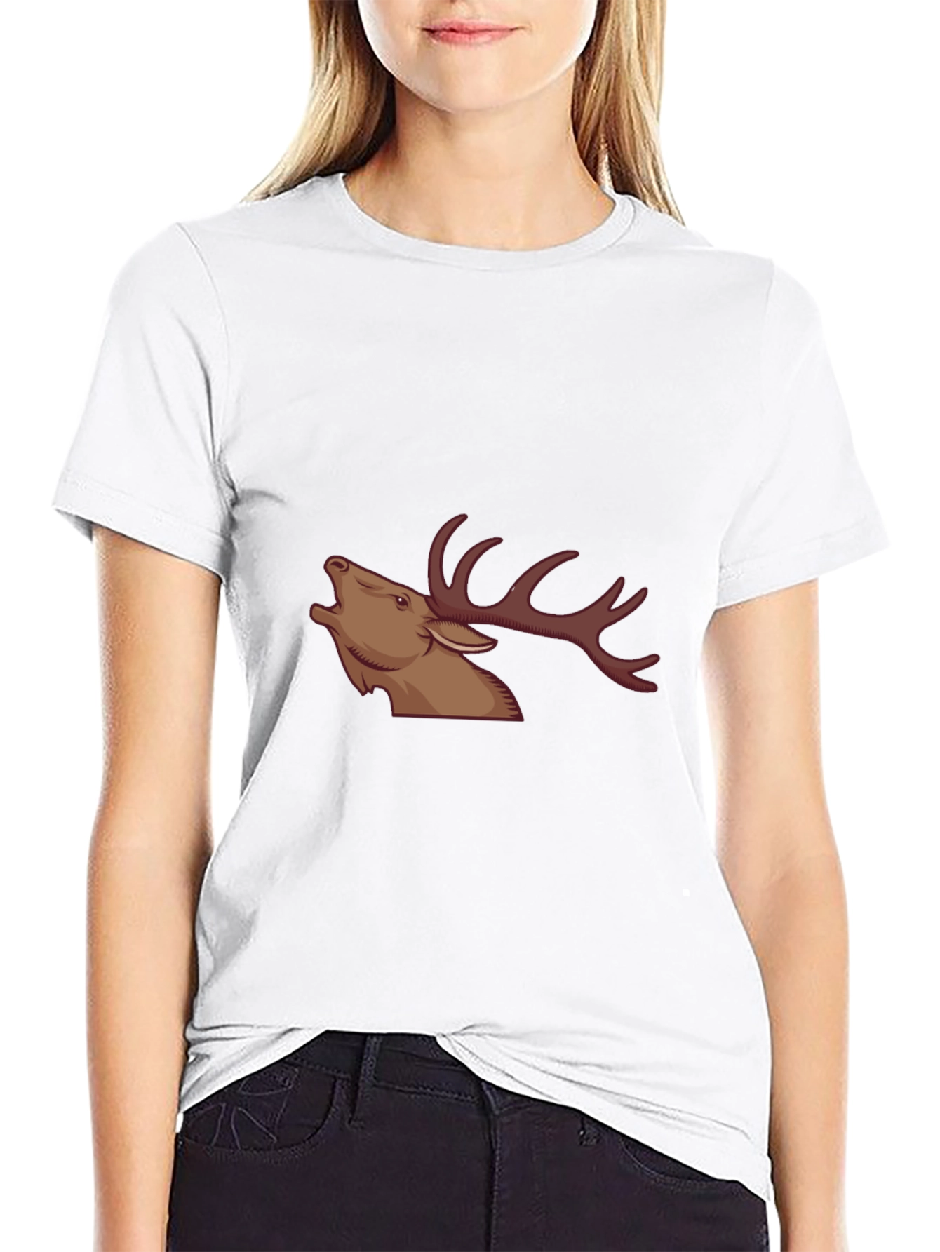 Black Black T-Shirt with Stag Graphic view 9