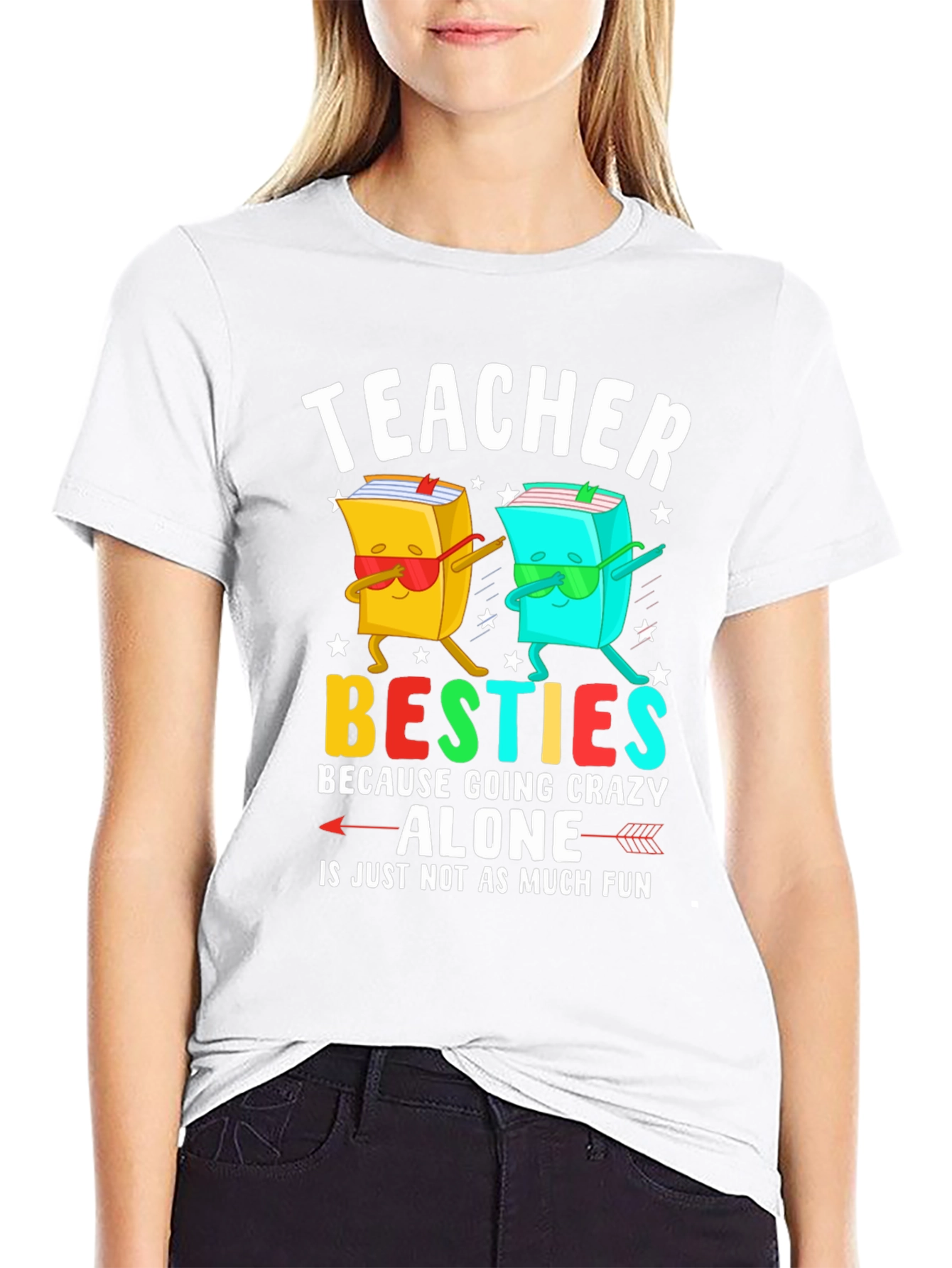 Black Teacher Besties T-Shirt Funny Teacher Gift view 9