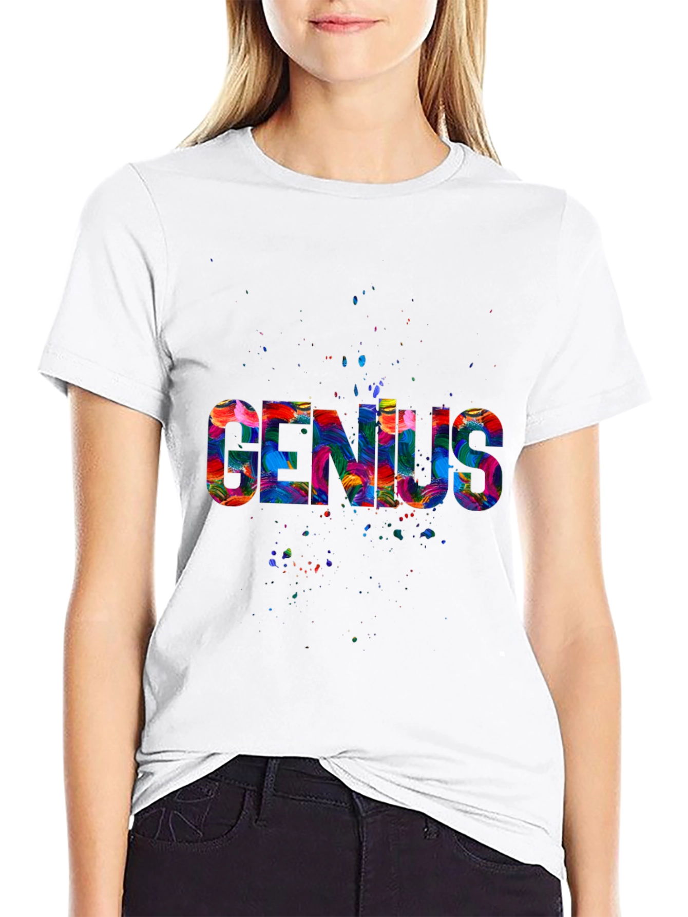 Black Colorful Genius Graphic Black Tee view 9