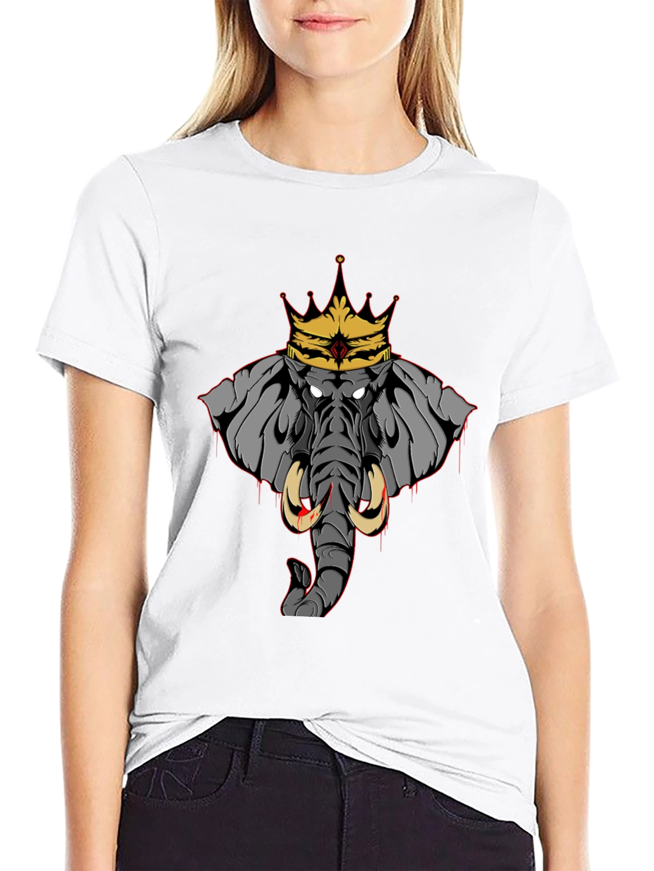 Black Elephant King Graphic Tee - Black Cotton T-Shirt view 9